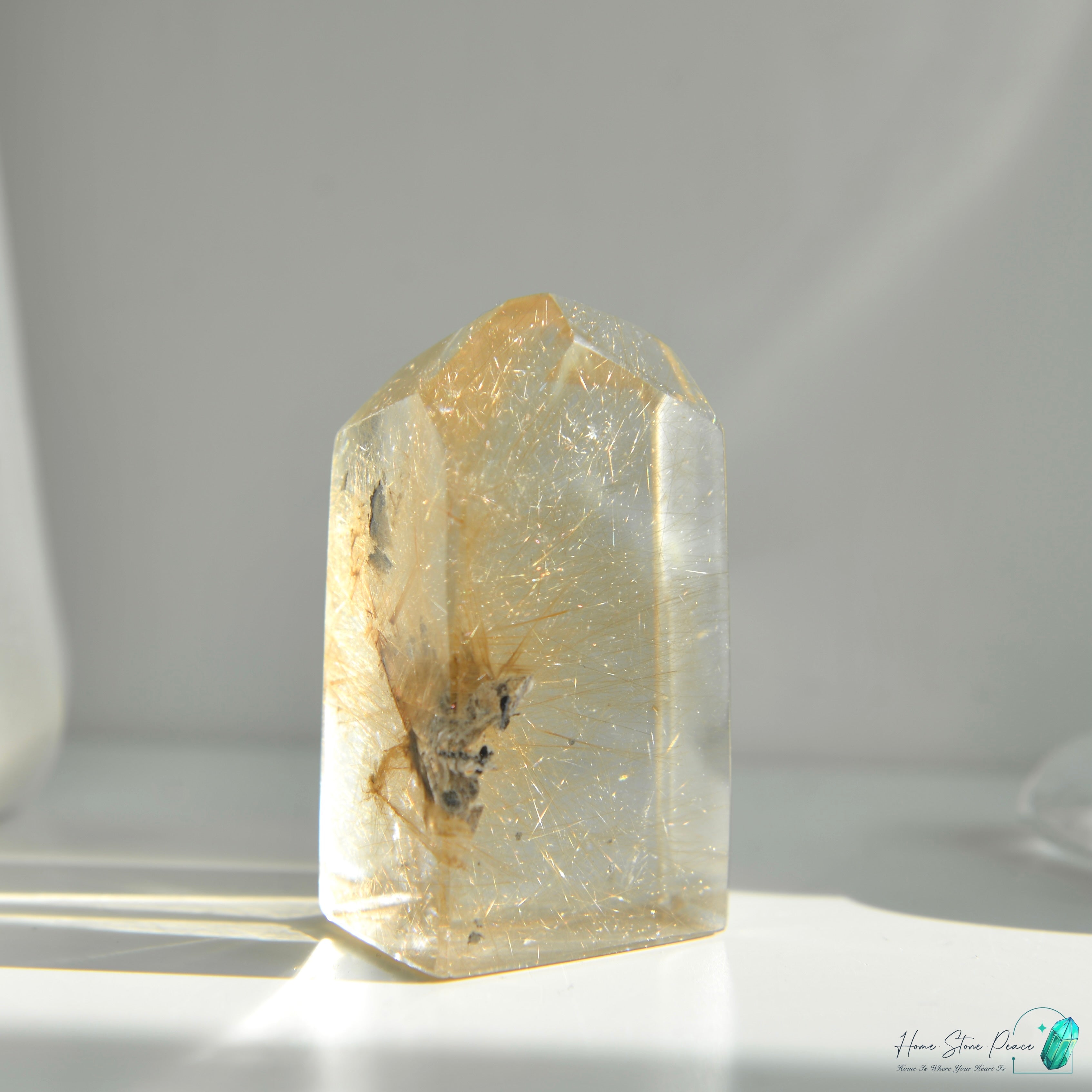 巴西金髮晶三角柱 ブラジル産ゴールドルチル三角塔