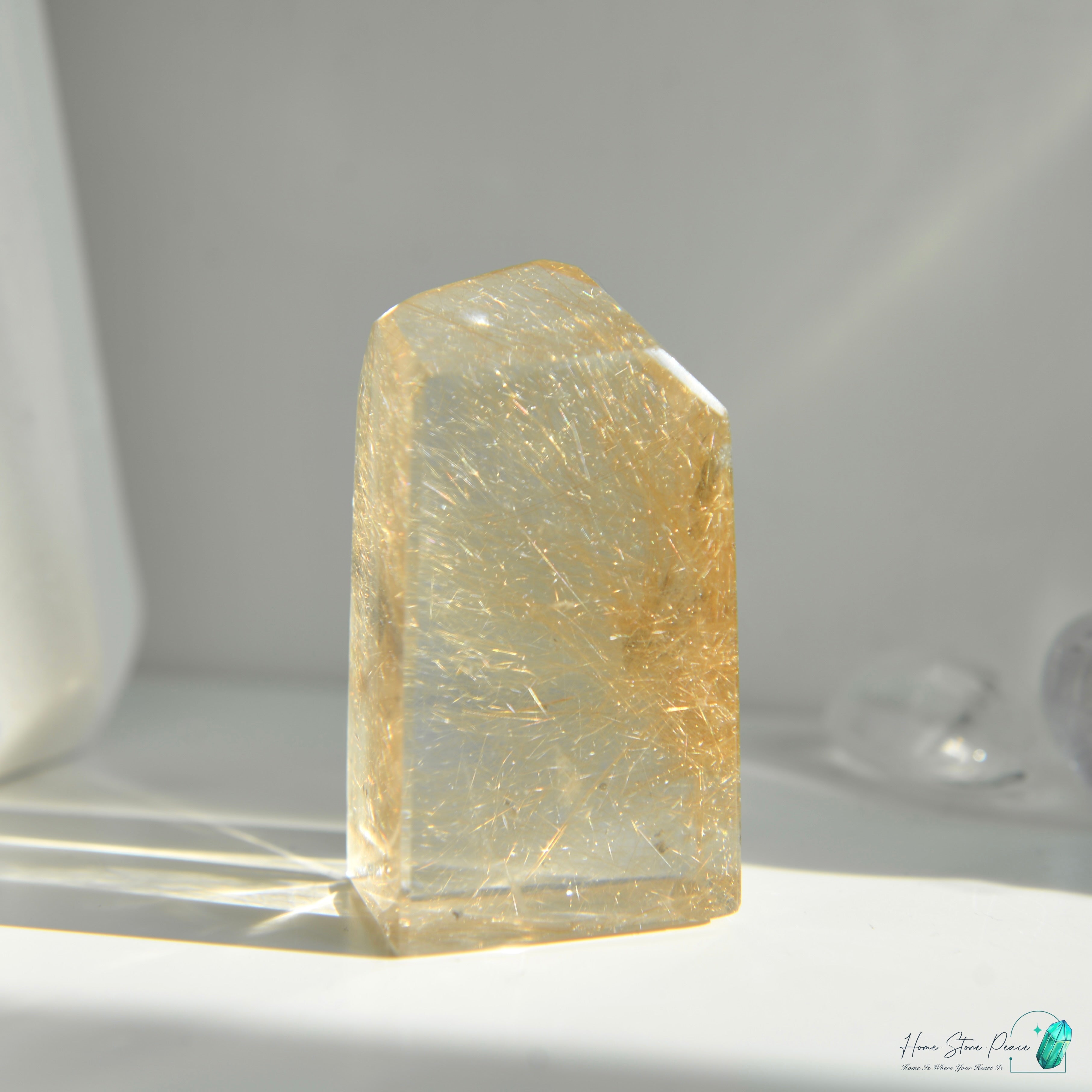 巴西金髮晶三角柱 ブラジル産ゴールドルチル三角塔