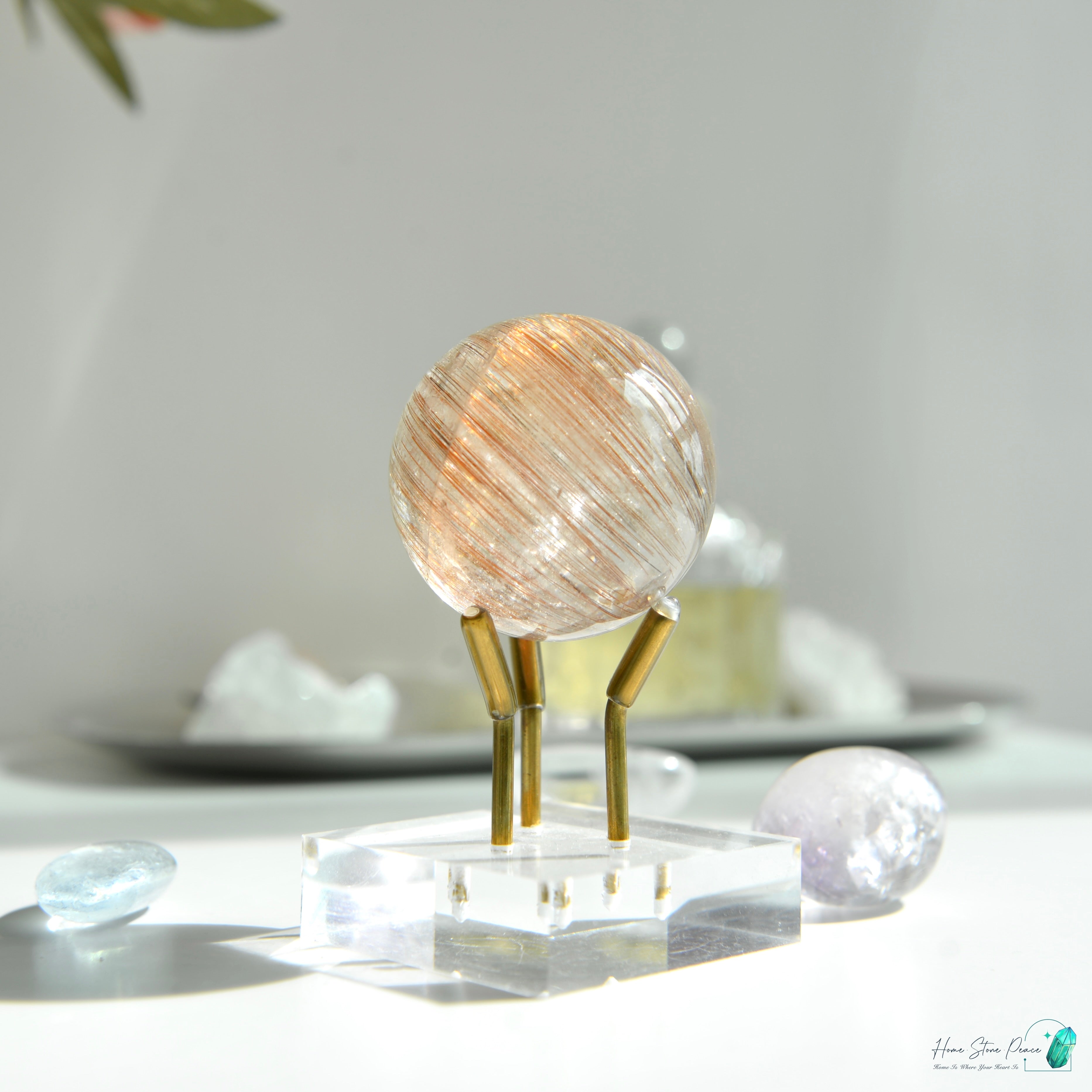 巴西金髮晶三角柱 ブラジル産ゴールドルチル三角塔