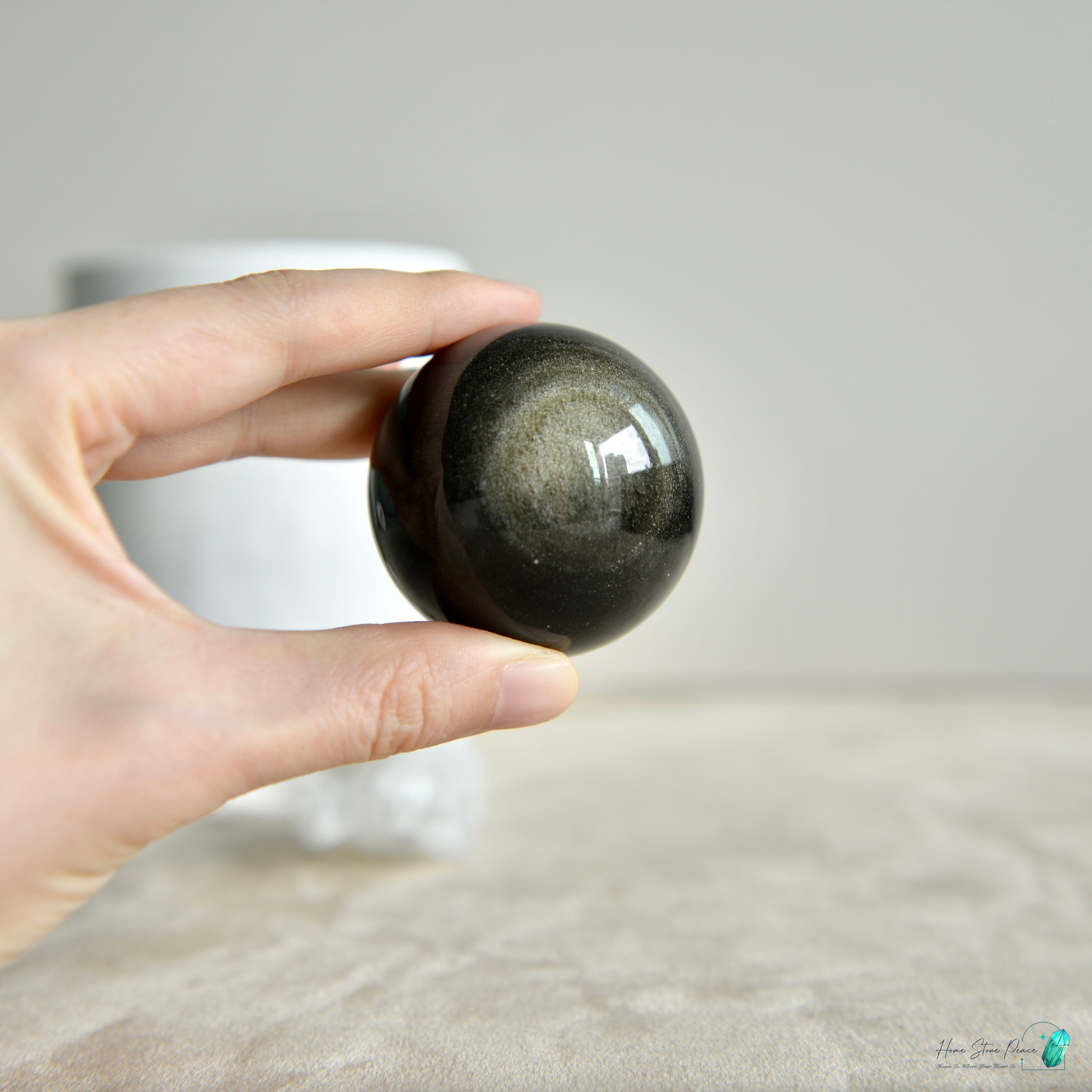 銀曜石球 Silver Sheen Obsidian Sphere