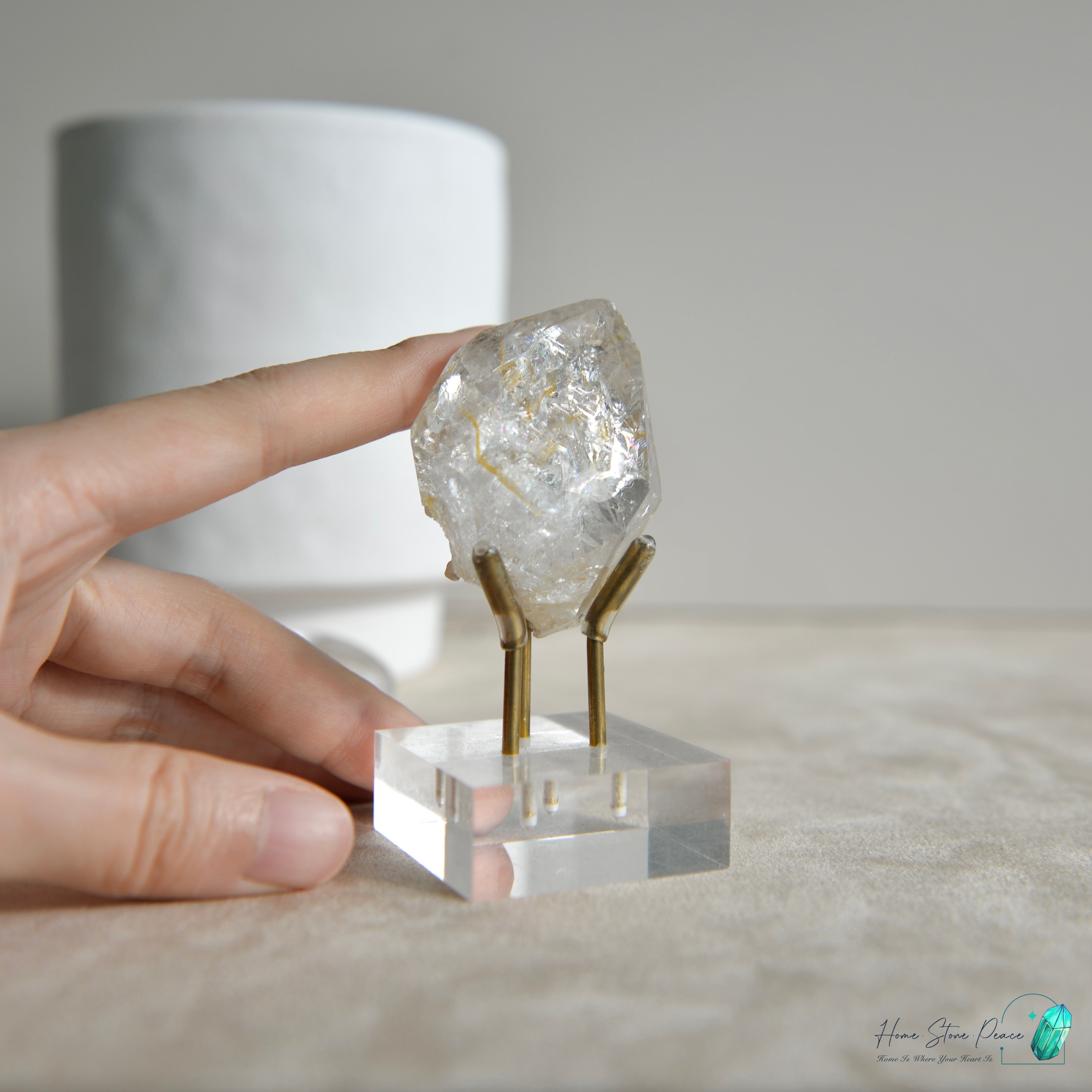 美國紐約黄金療癒者赫基蒙鑽石 New York Herkimer Diamond with Golden Healer with Rainbows