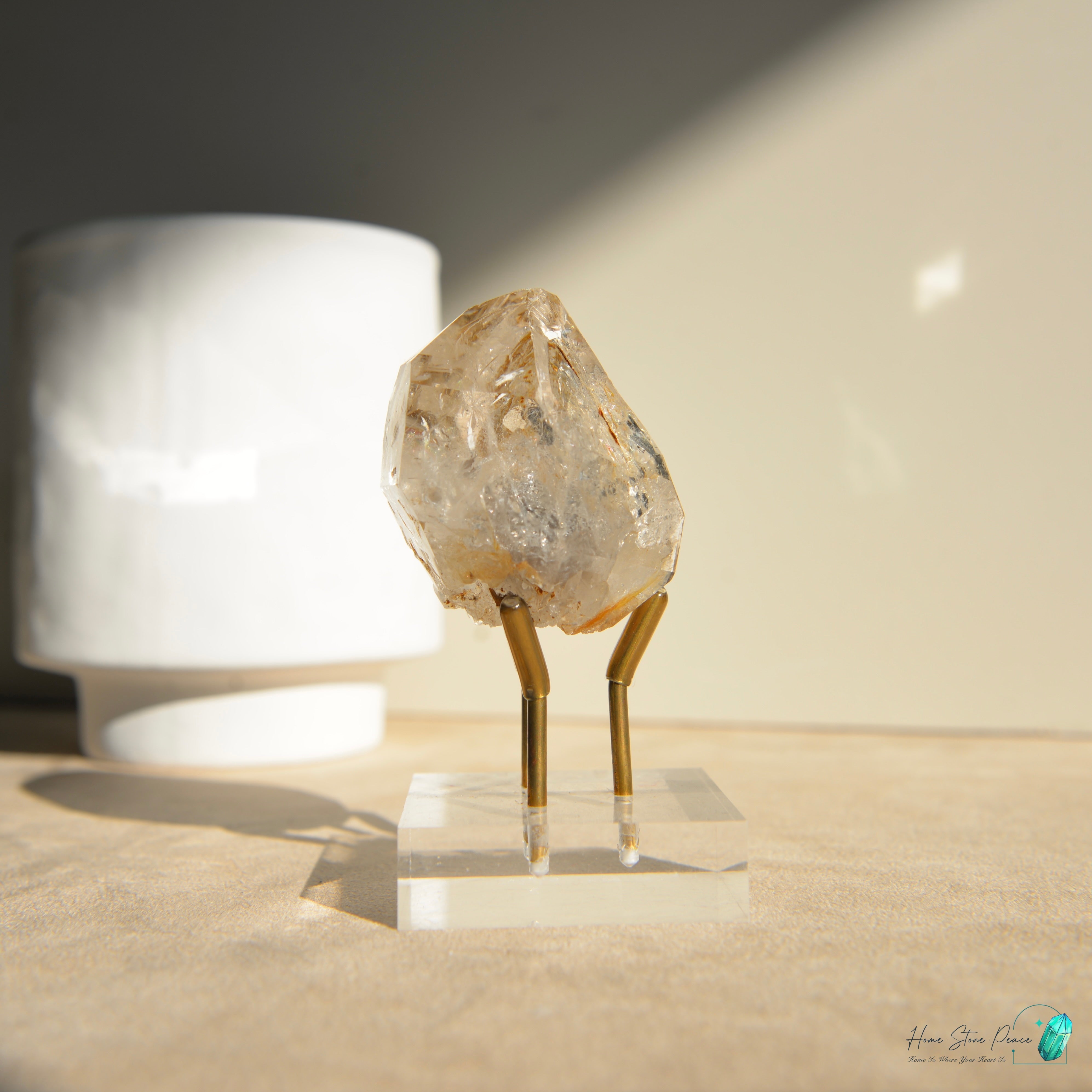 美國紐約黄金療癒者骸骨赫基蒙鑽石 New York Skeletal Herkimer Diamond with Golden Healer