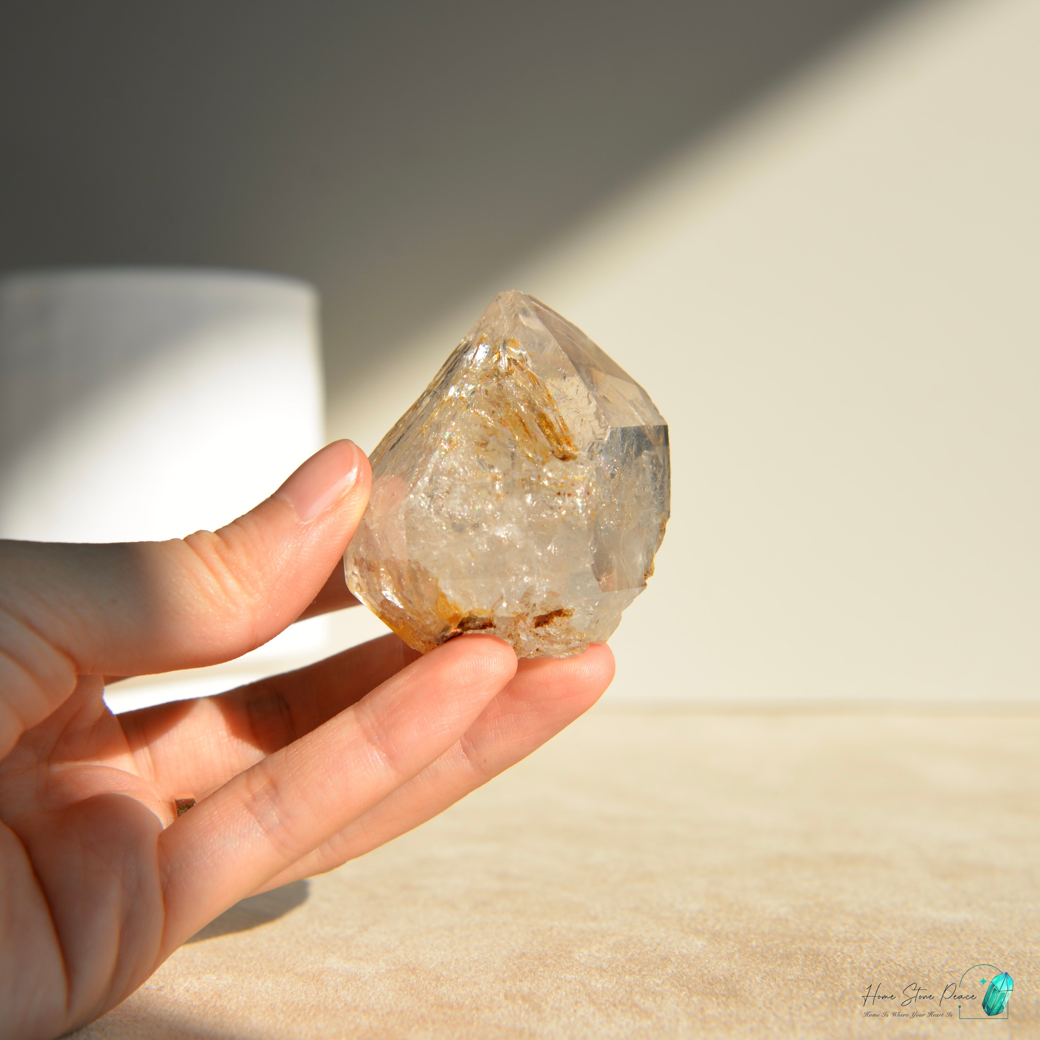 美國紐約黄金療癒者骸骨赫基蒙鑽石 New York Skeletal Herkimer Diamond with Golden Healer