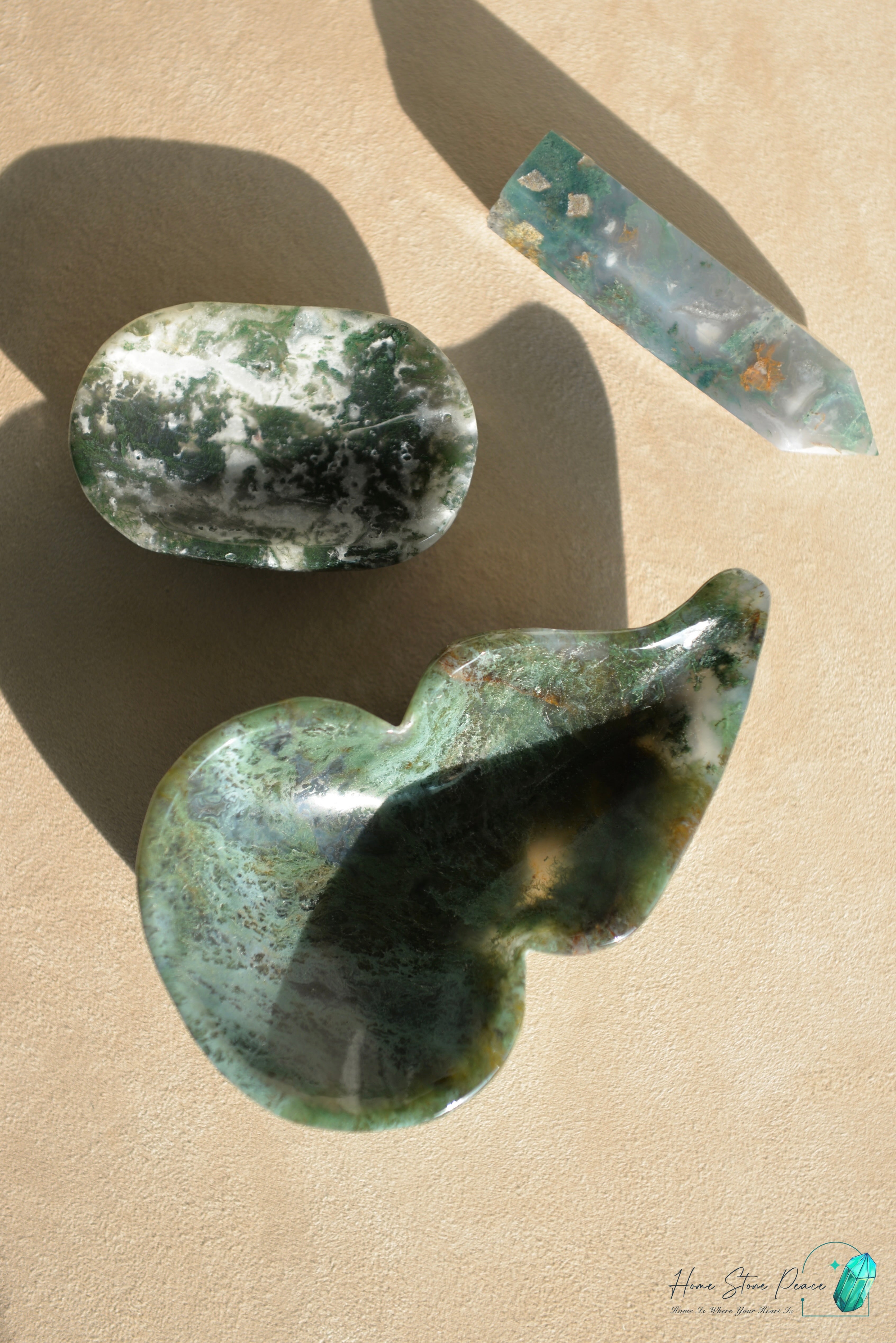 葫蘆形水草瑪瑙碟 Hu Lu Shape Moss Agate Dish