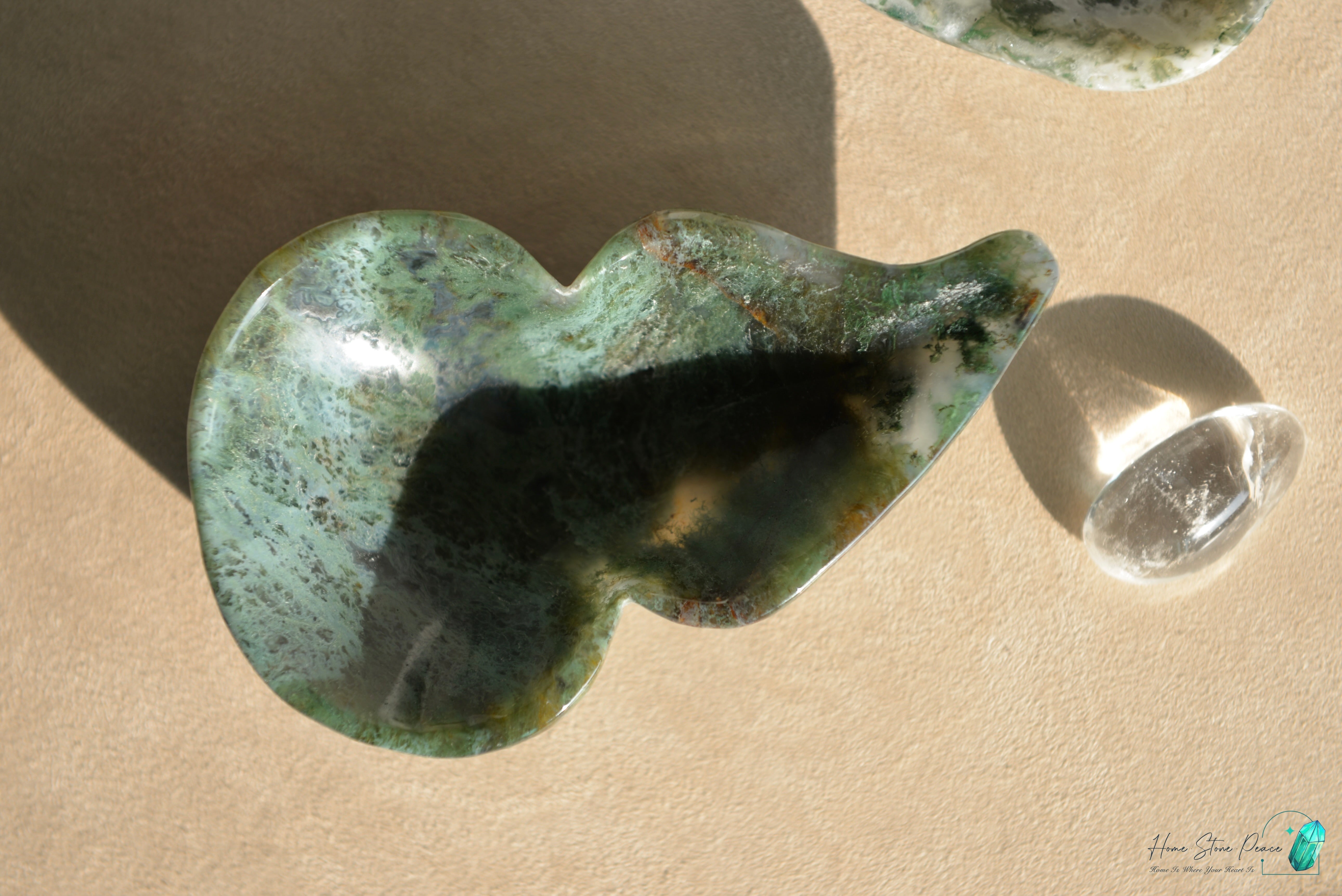 葫蘆形水草瑪瑙碟 Hu Lu Shape Moss Agate Dish