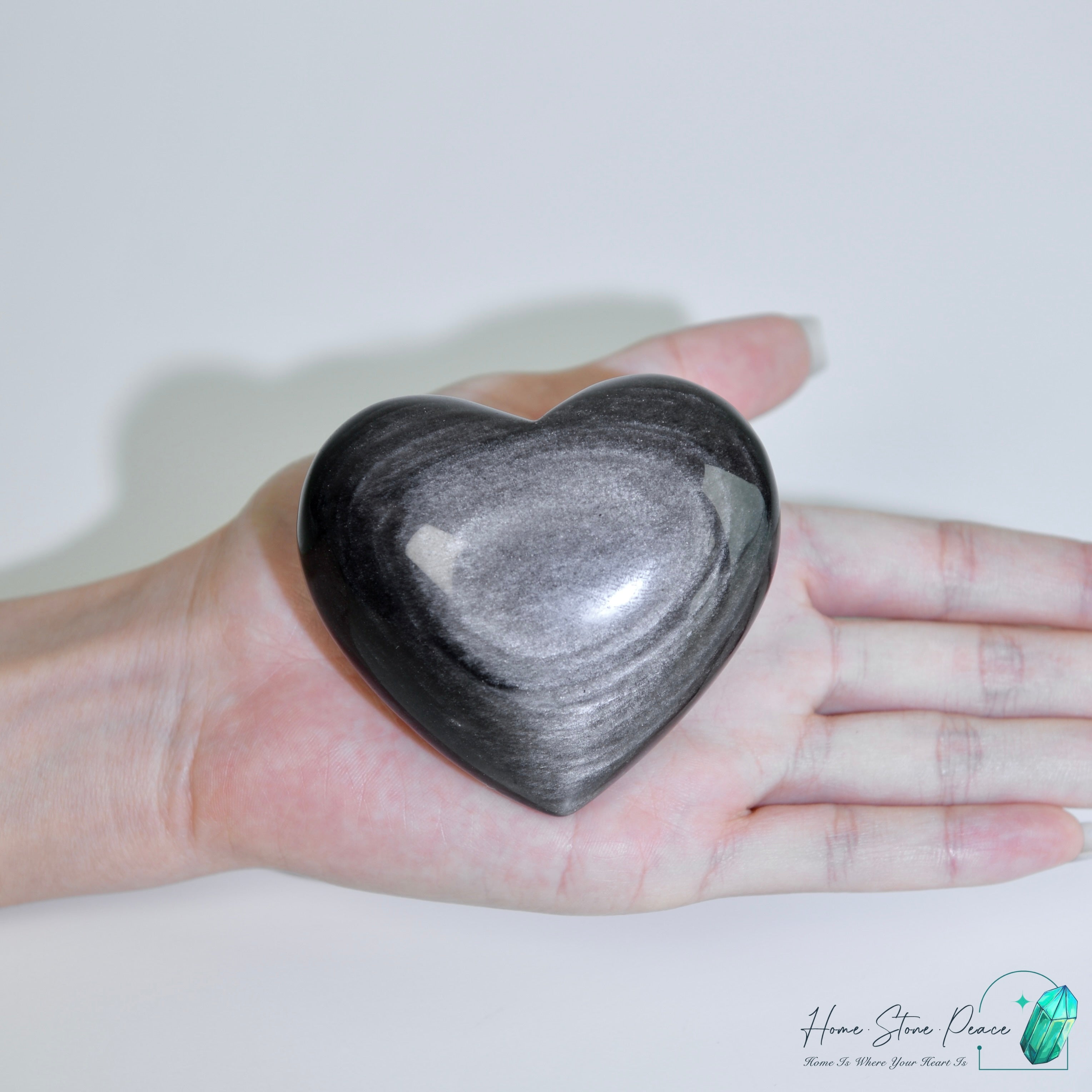 銀曜石心 Silver Sheen Obsidian Heart