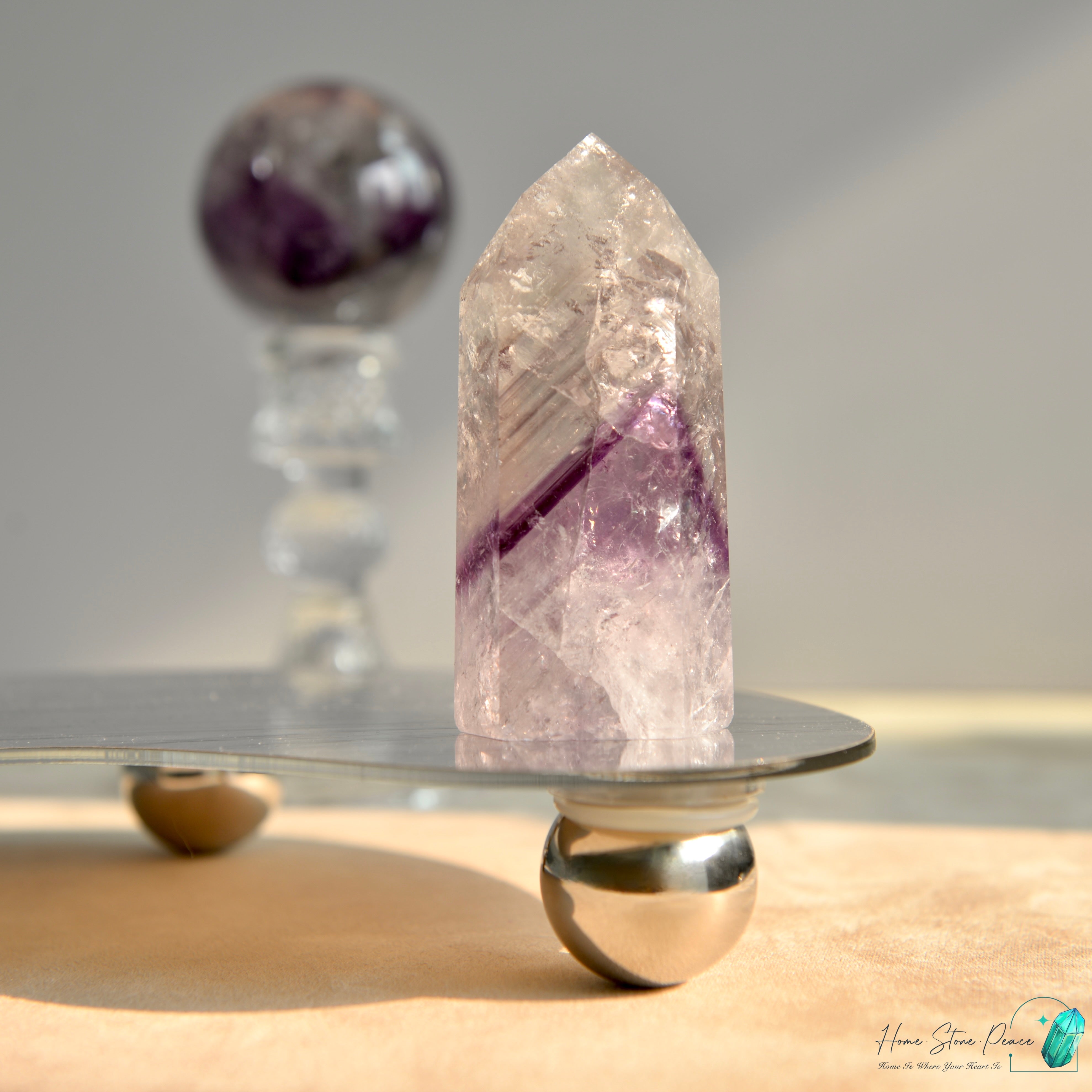 巴西幻影彩虹紫水晶柱 Brazilian Amethyst Phantom Tower with Rainbow