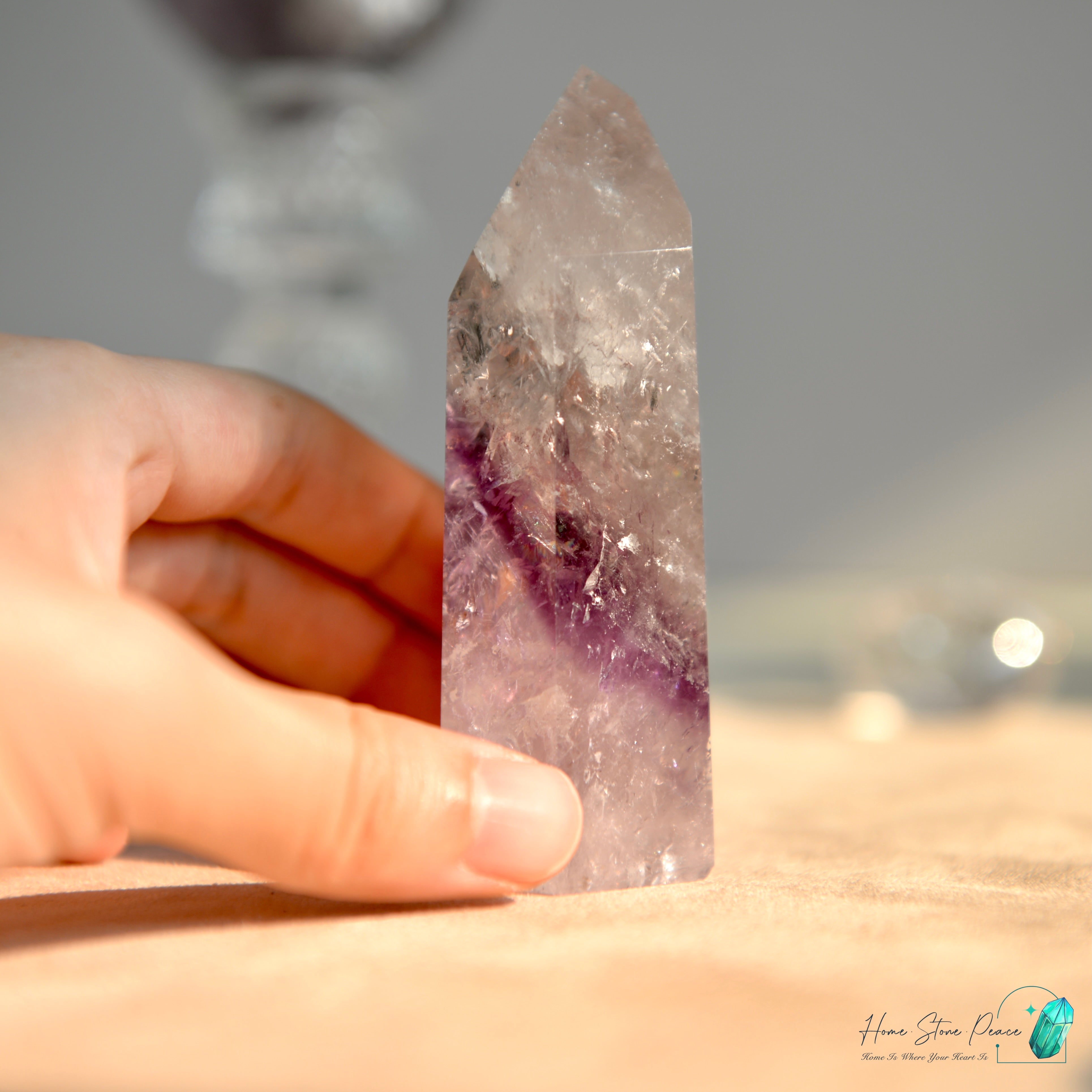巴西幻影彩虹紫水晶柱 Brazilian Amethyst Phantom Tower with Rainbow