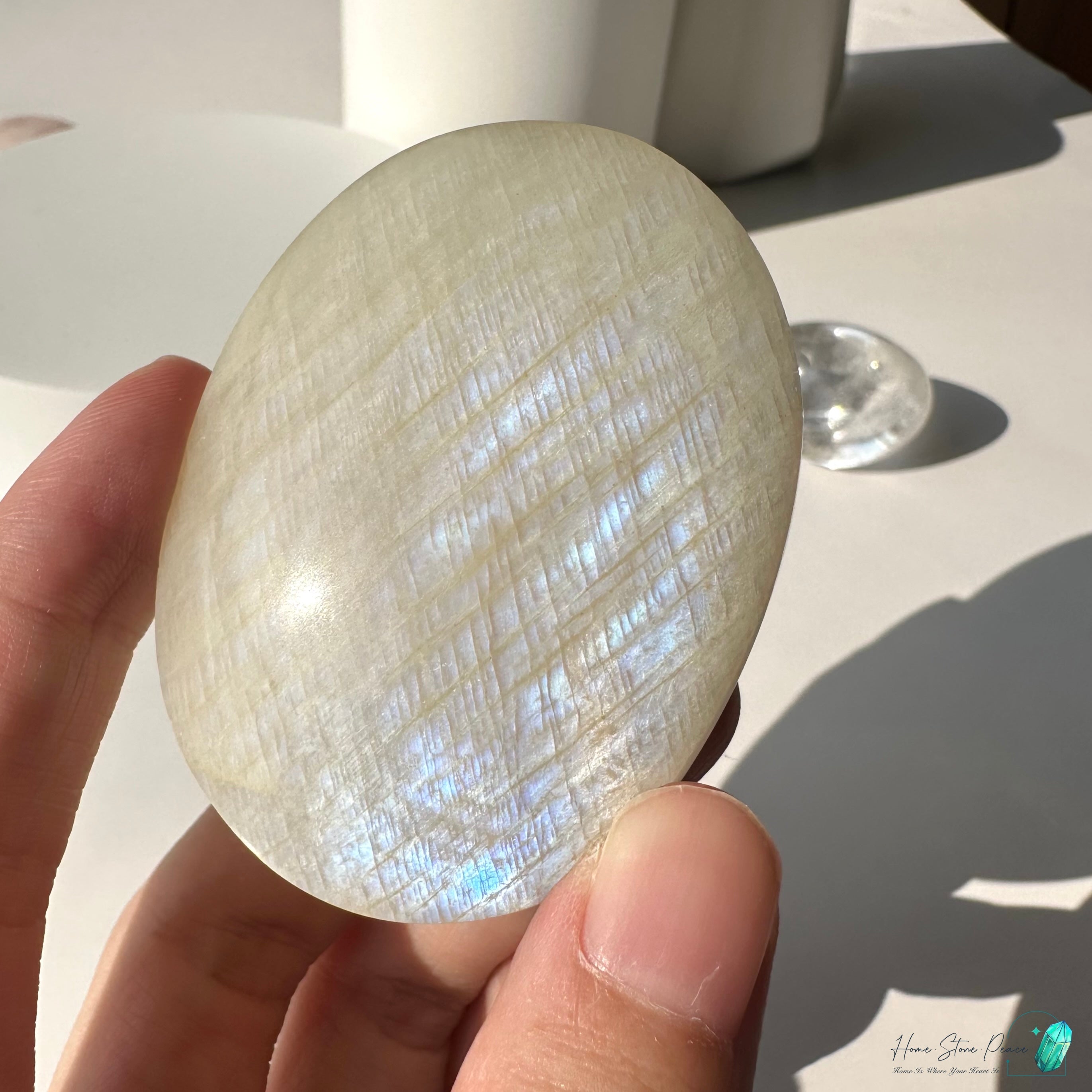 タン桑尼亞月光石手握り石 タンザニア産ムーンストーン パームストーン