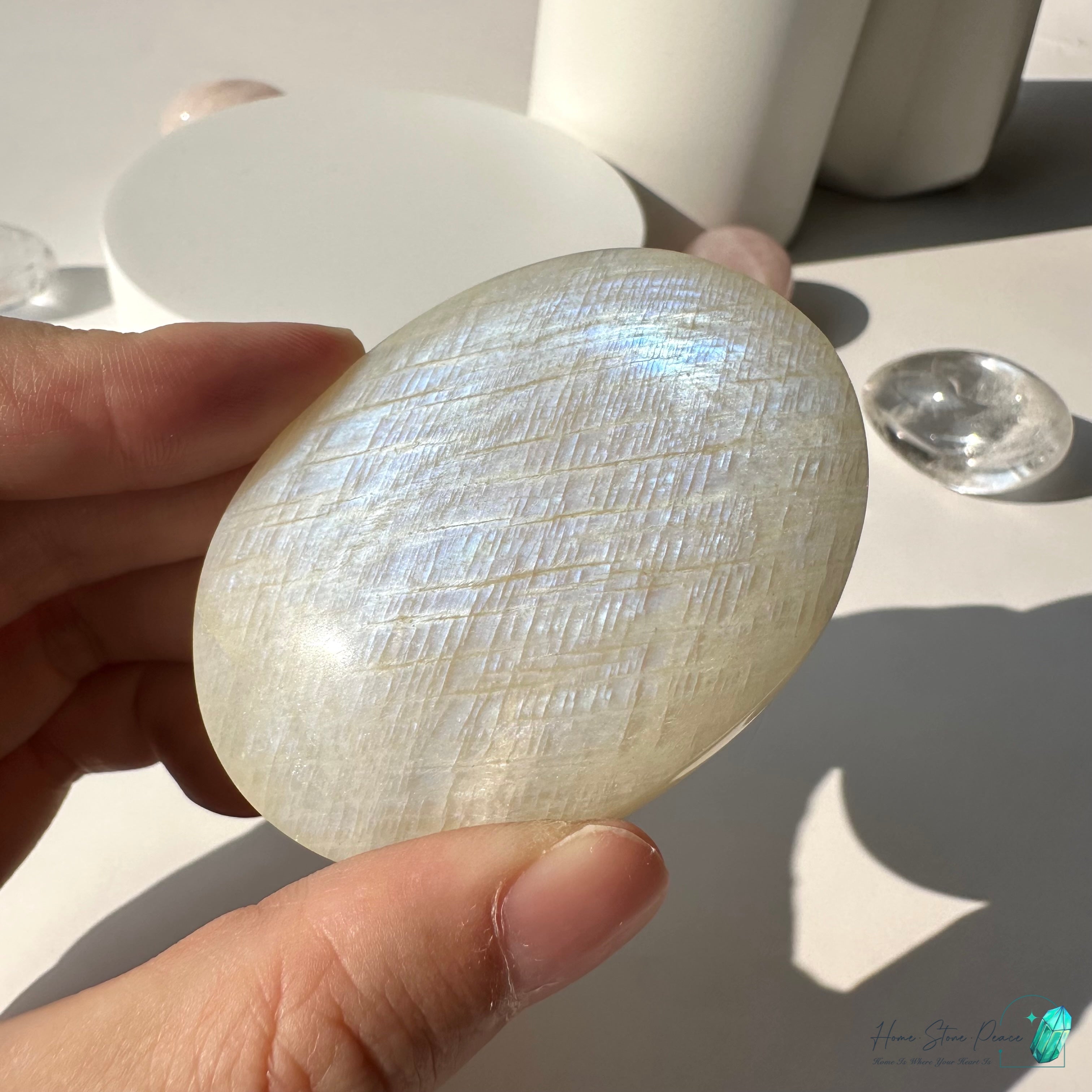 タン桑尼亞月光石手握り石 タンザニア産ムーンストーン パームストーン