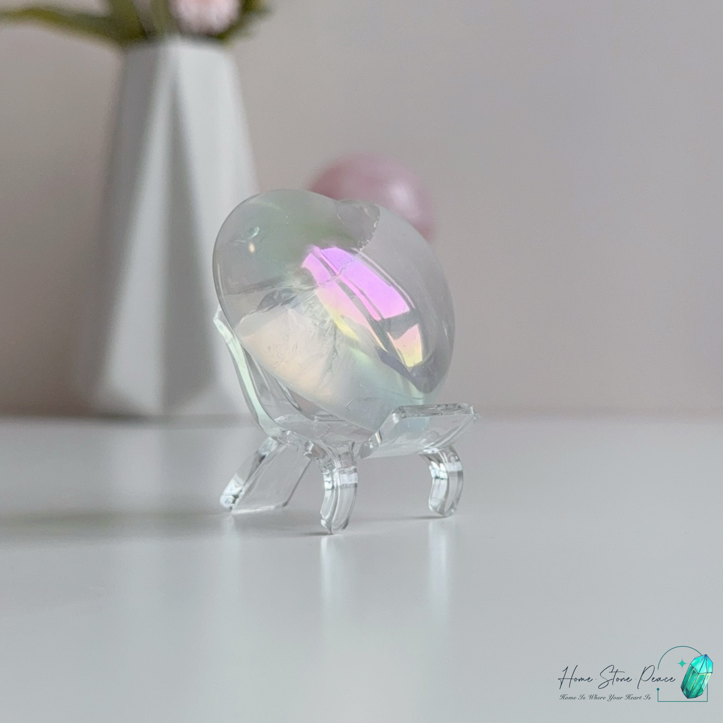 天使光鍍彩白水晶心 Aura Clear Quartz Heart