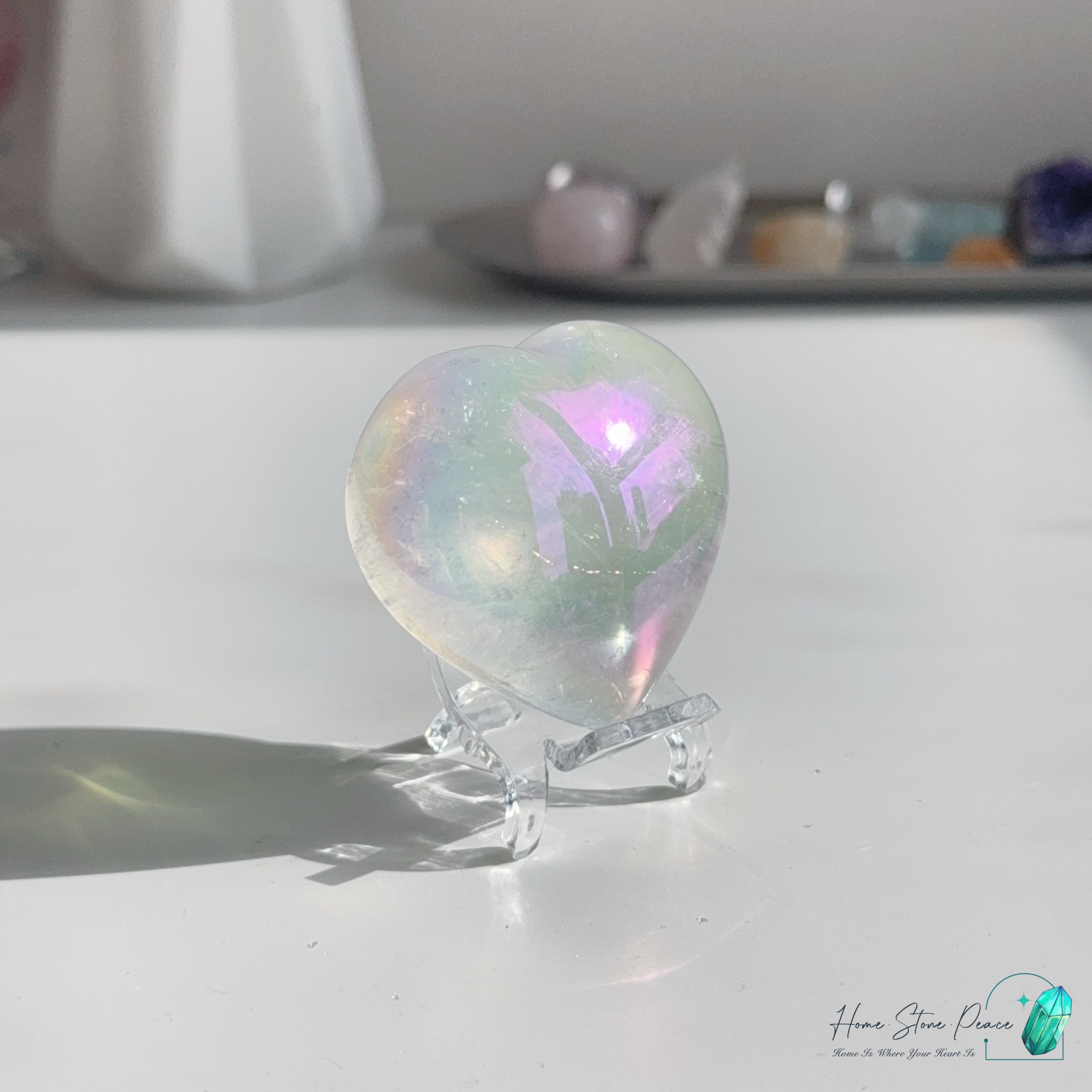 天使光鍍彩白水晶心 Aura Clear Quartz Heart