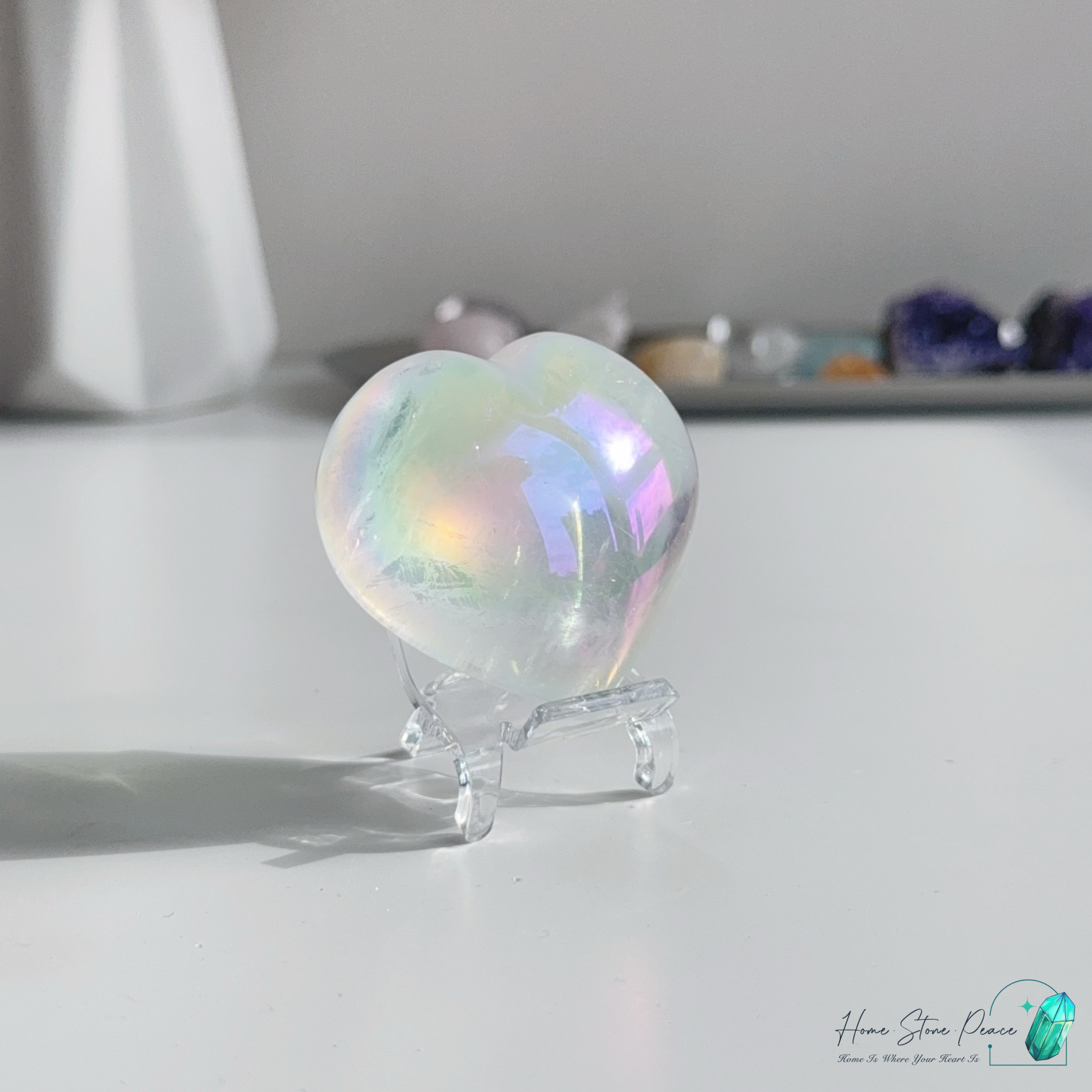 天使光鍍彩白水晶心 Aura Clear Quartz Heart