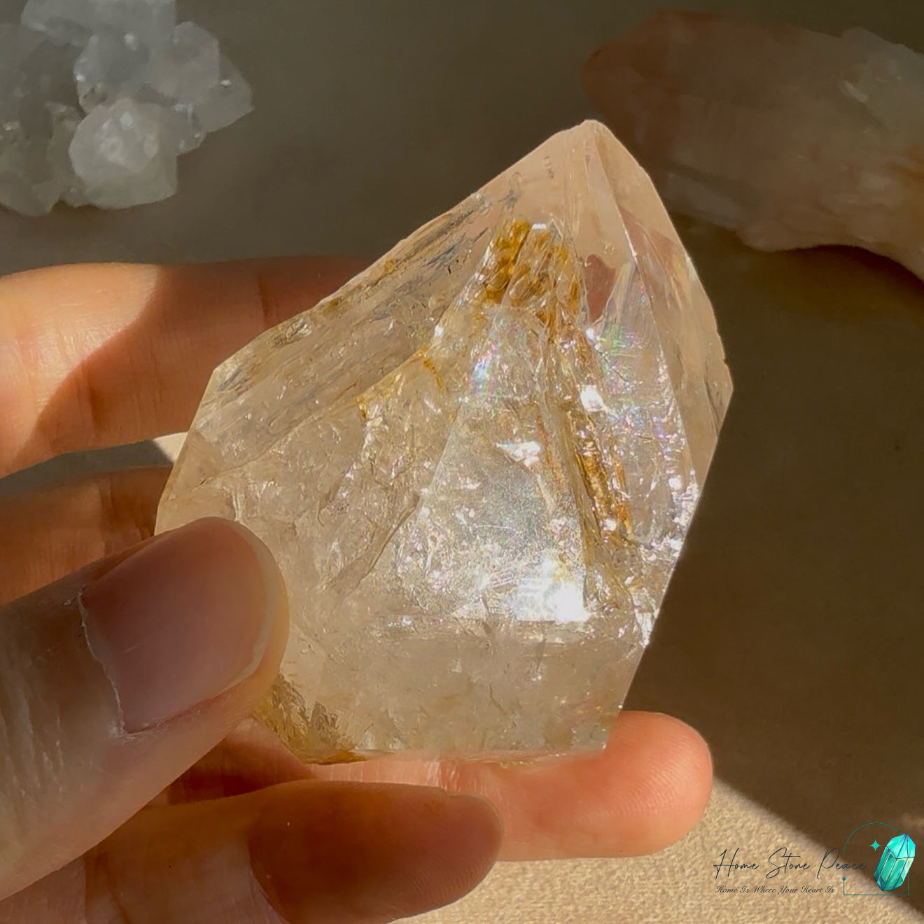 美國紐約黄金療癒者骸骨赫基蒙鑽石 New York Skeletal Herkimer Diamond with Golden Healer