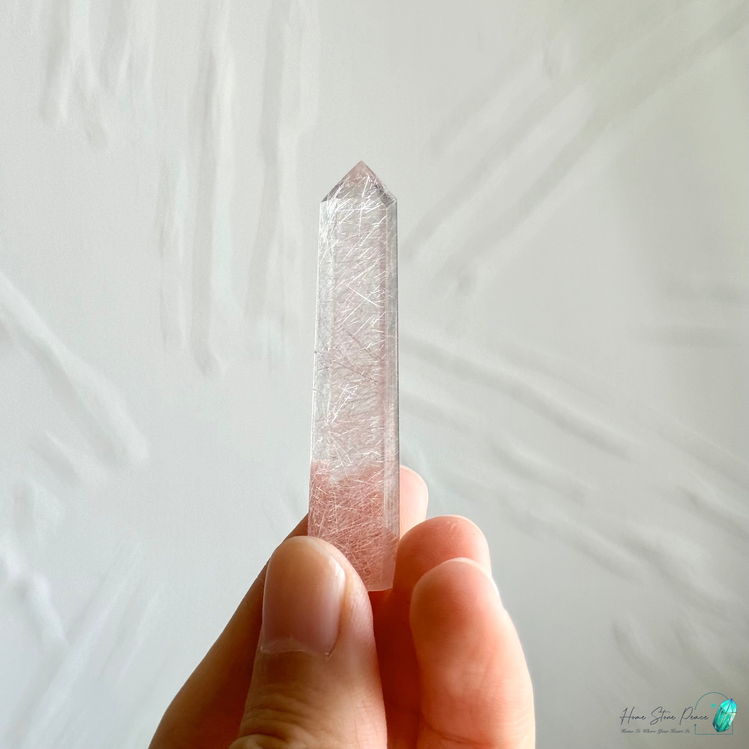 巴西粉紅髮晶小尖棒 Brazilian Pink Rutilated Point