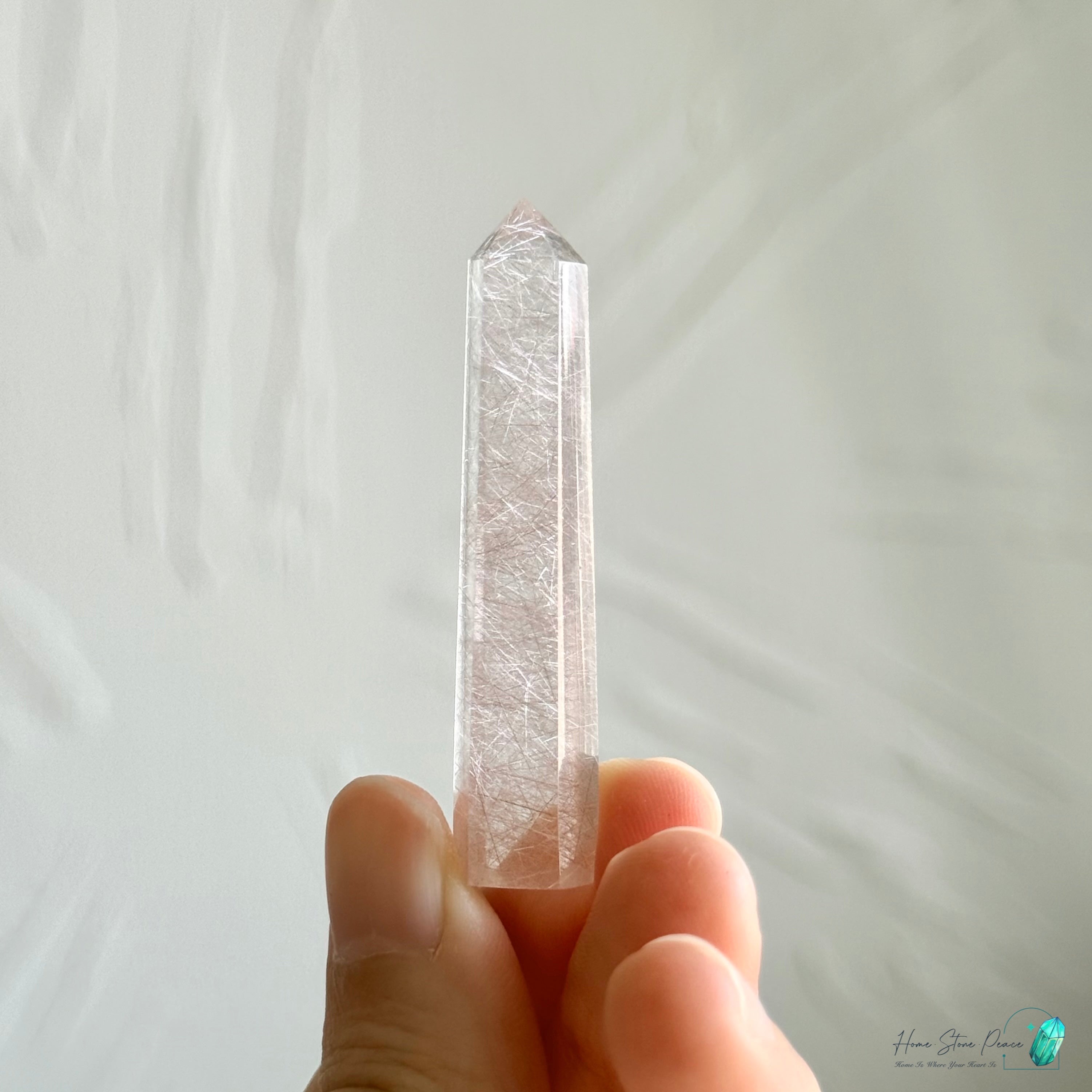 巴西粉紅髮晶小尖棒 Brazilian Pink Rutilated Point