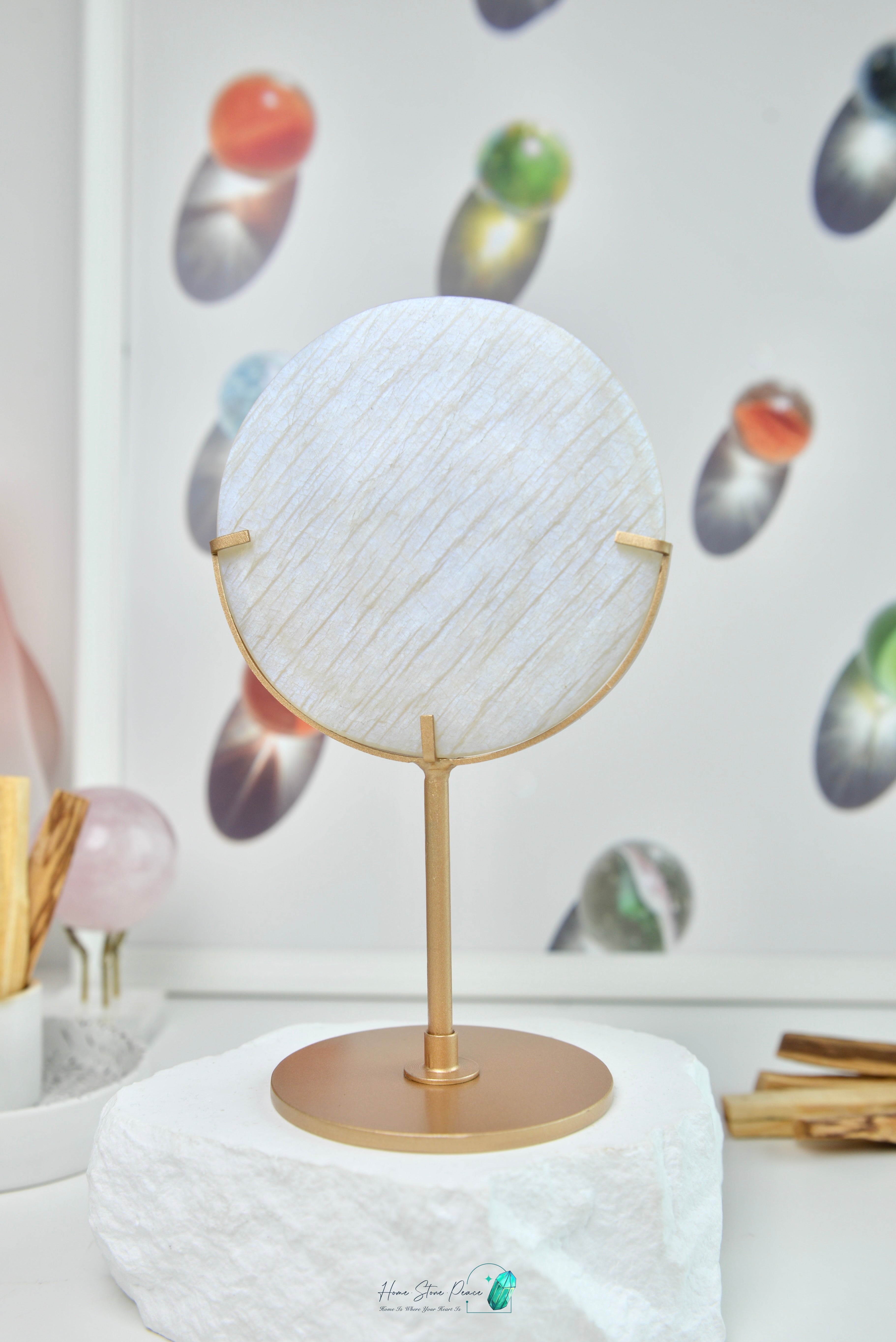 滿月月亮石連座 フルムーンムーンストーン スタンド付き