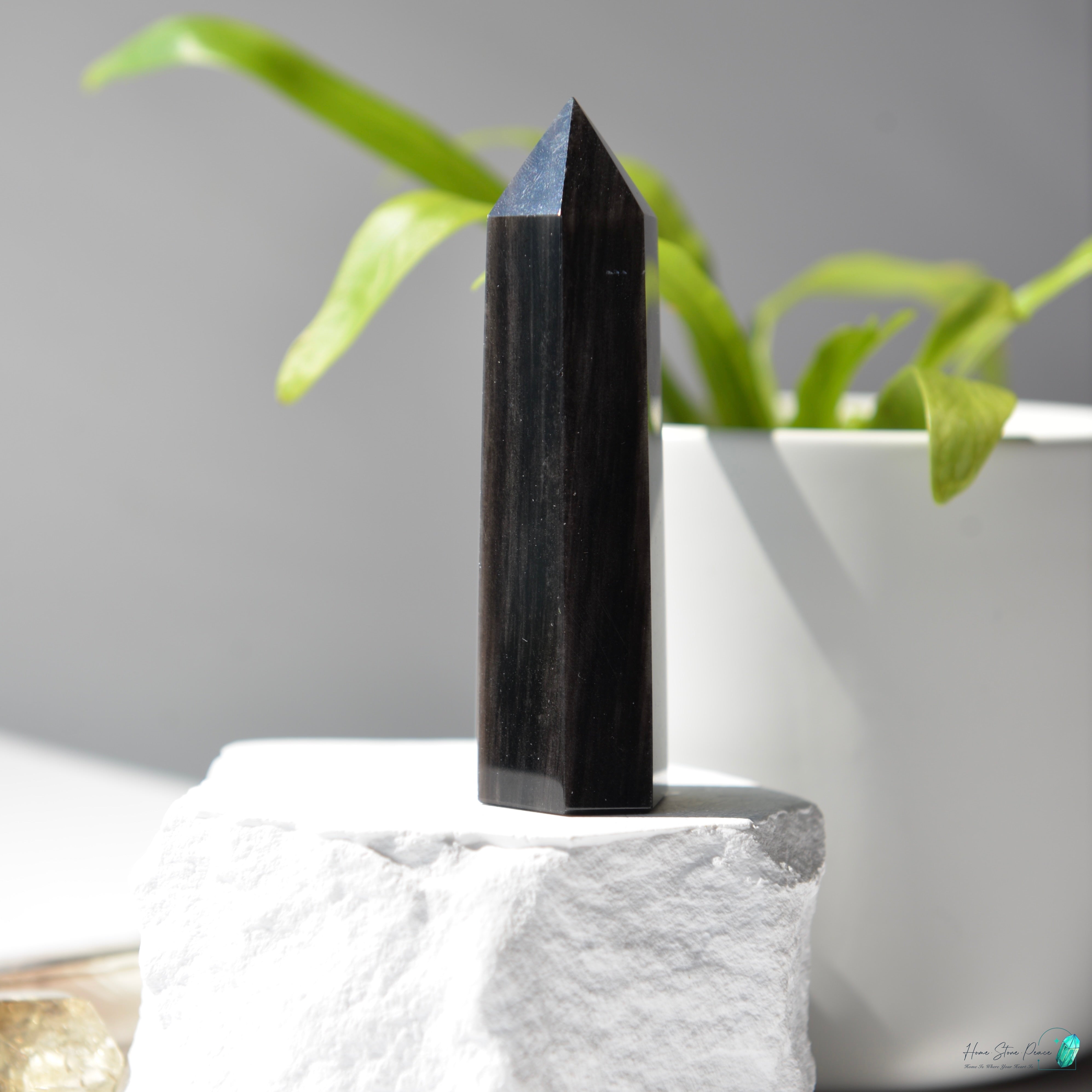 銀曜石小柱 Silver Sheen Obsidian Tower