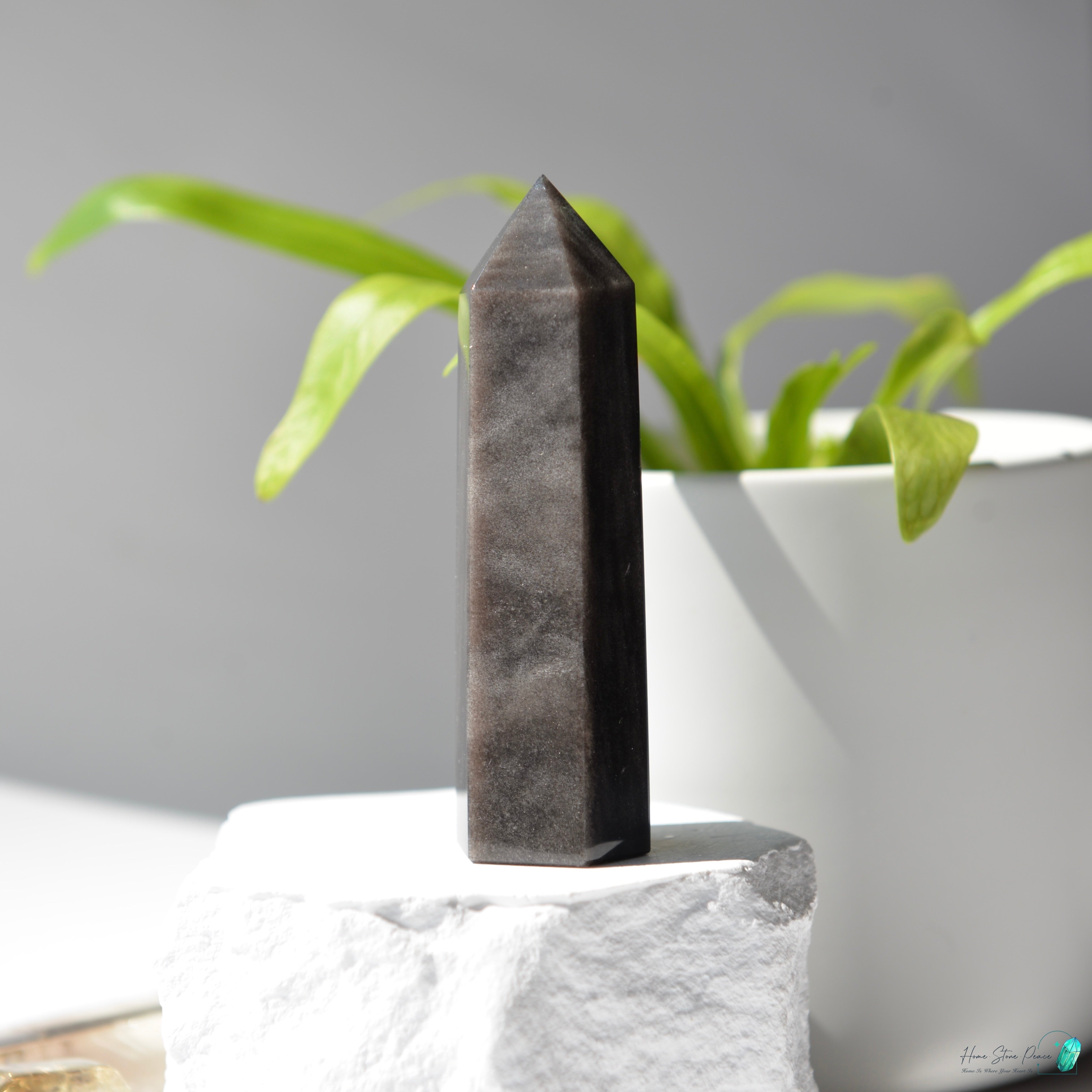 銀曜石小柱 Silver Sheen Obsidian Tower