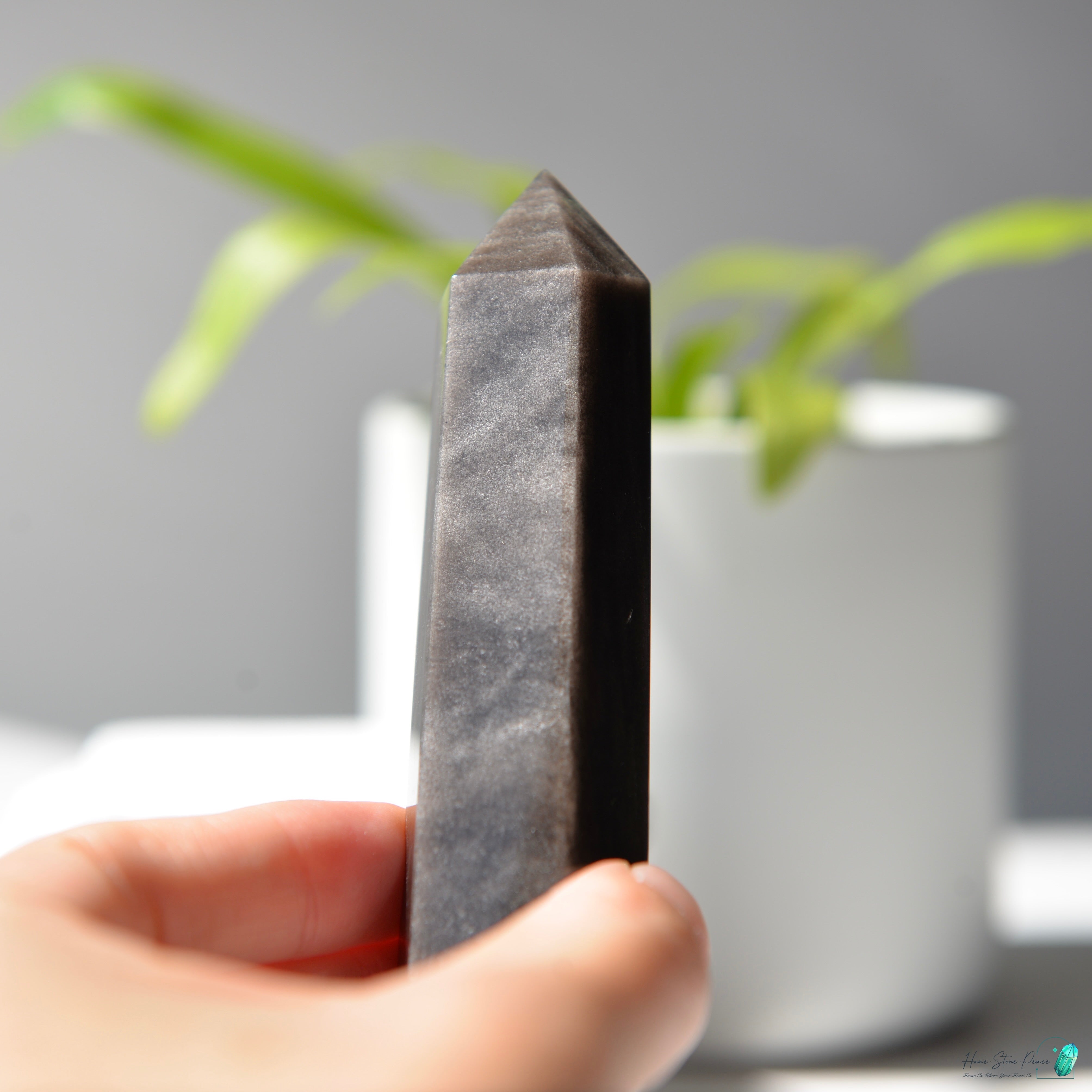 銀曜石小柱 Silver Sheen Obsidian Tower