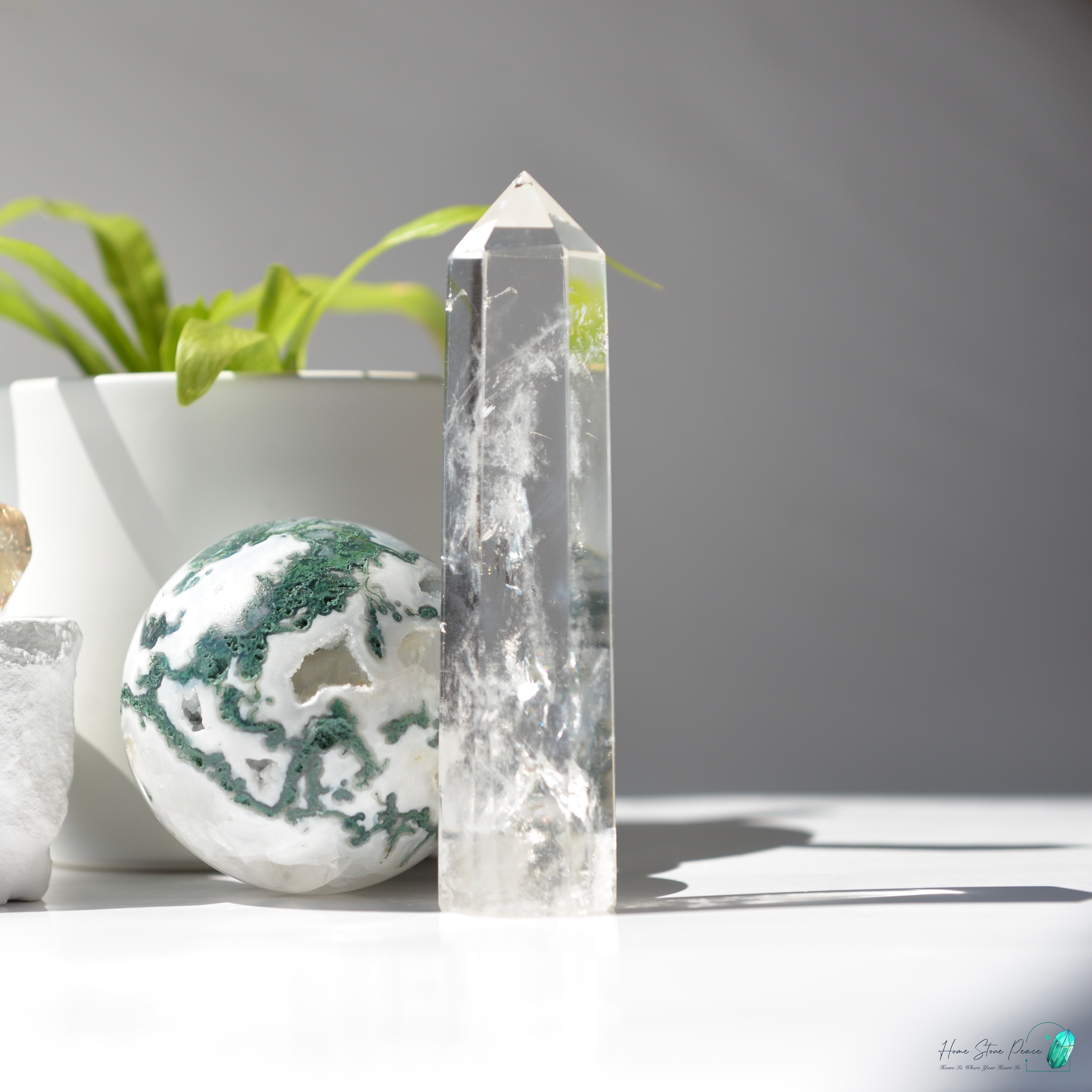 白水晶藍煙柱 Clear Quartz Tower with Blue Smoke