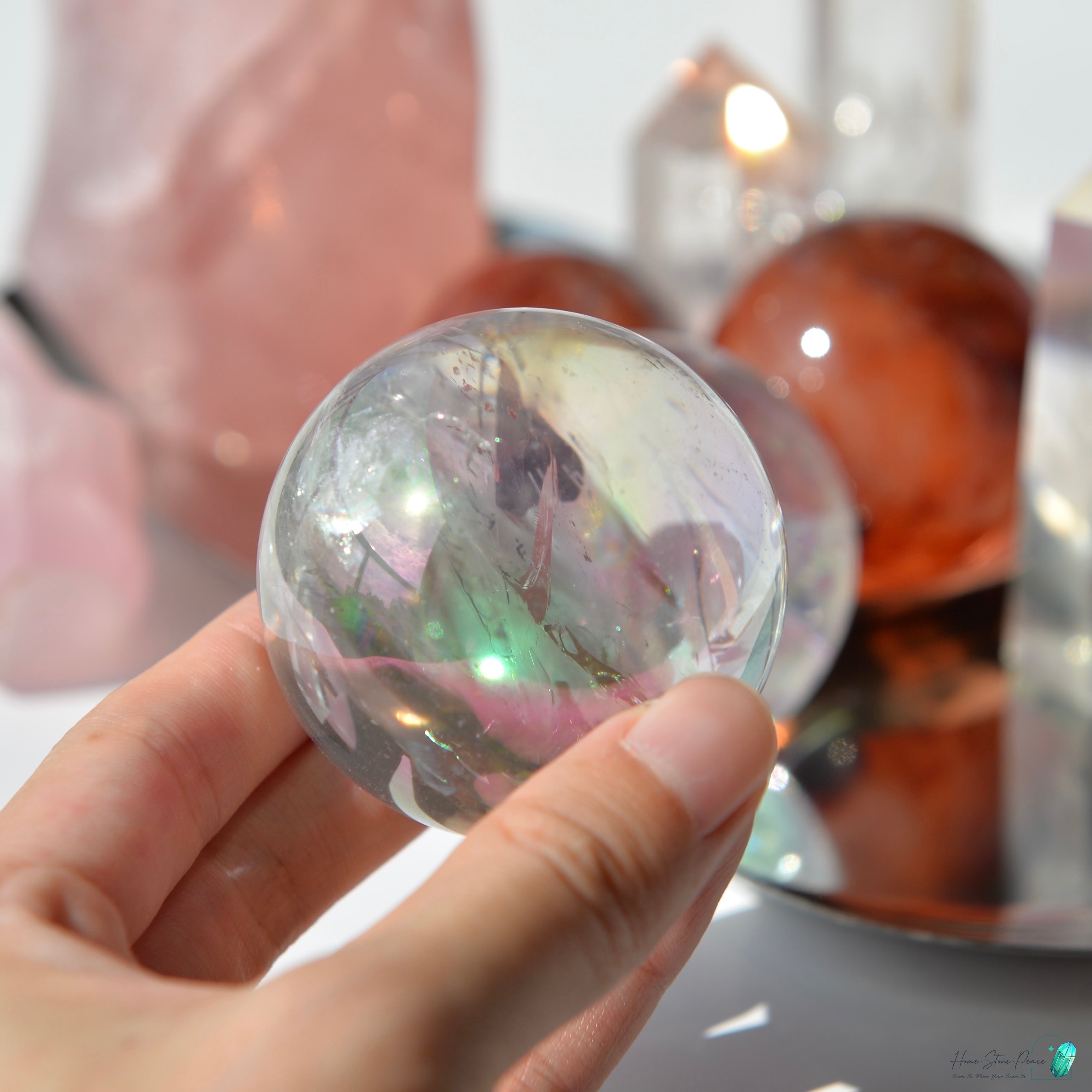 天使光鍍彩白水晶球 Aura Clear Quartz Sphere