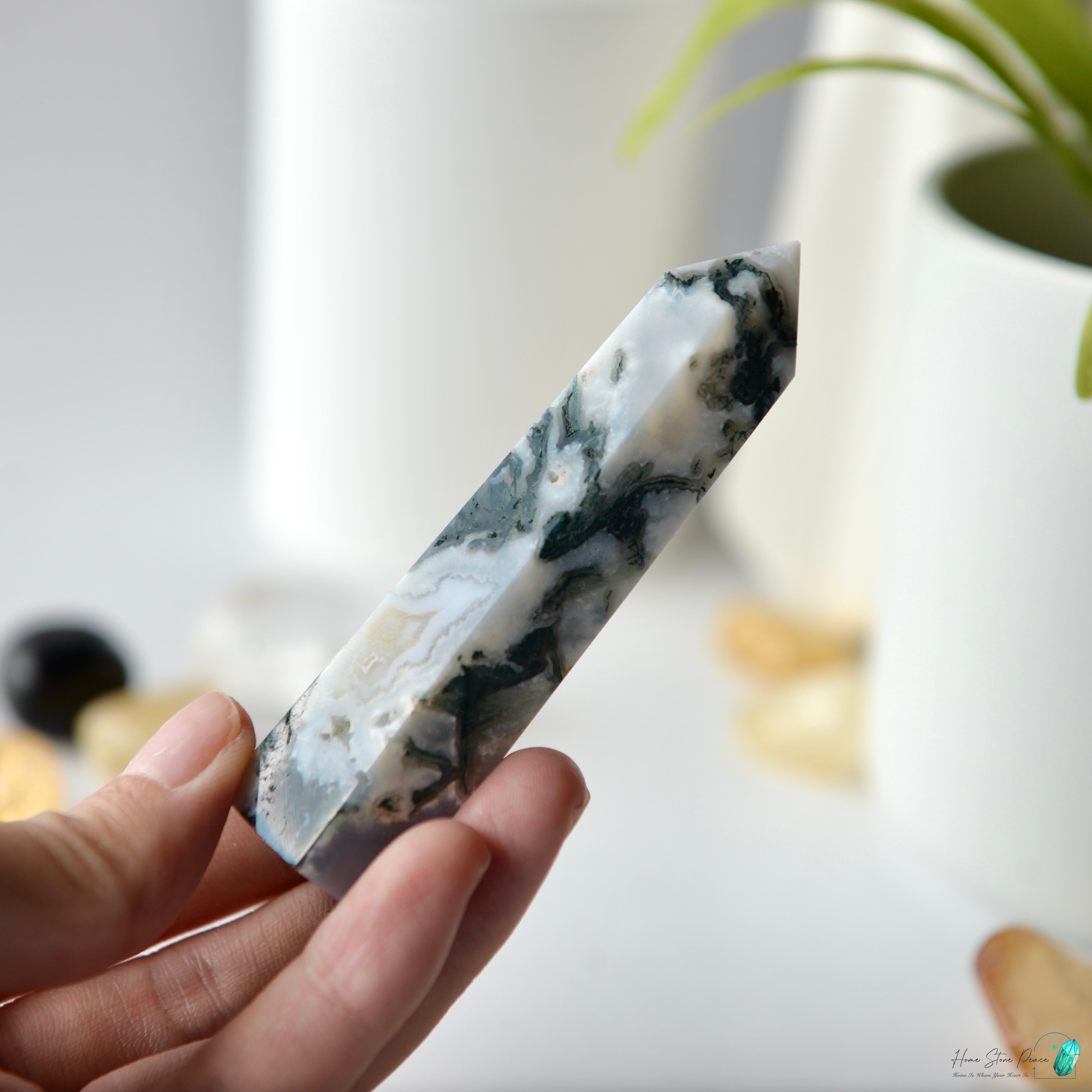 水草瑪瑙柱 Moss Agate Tower