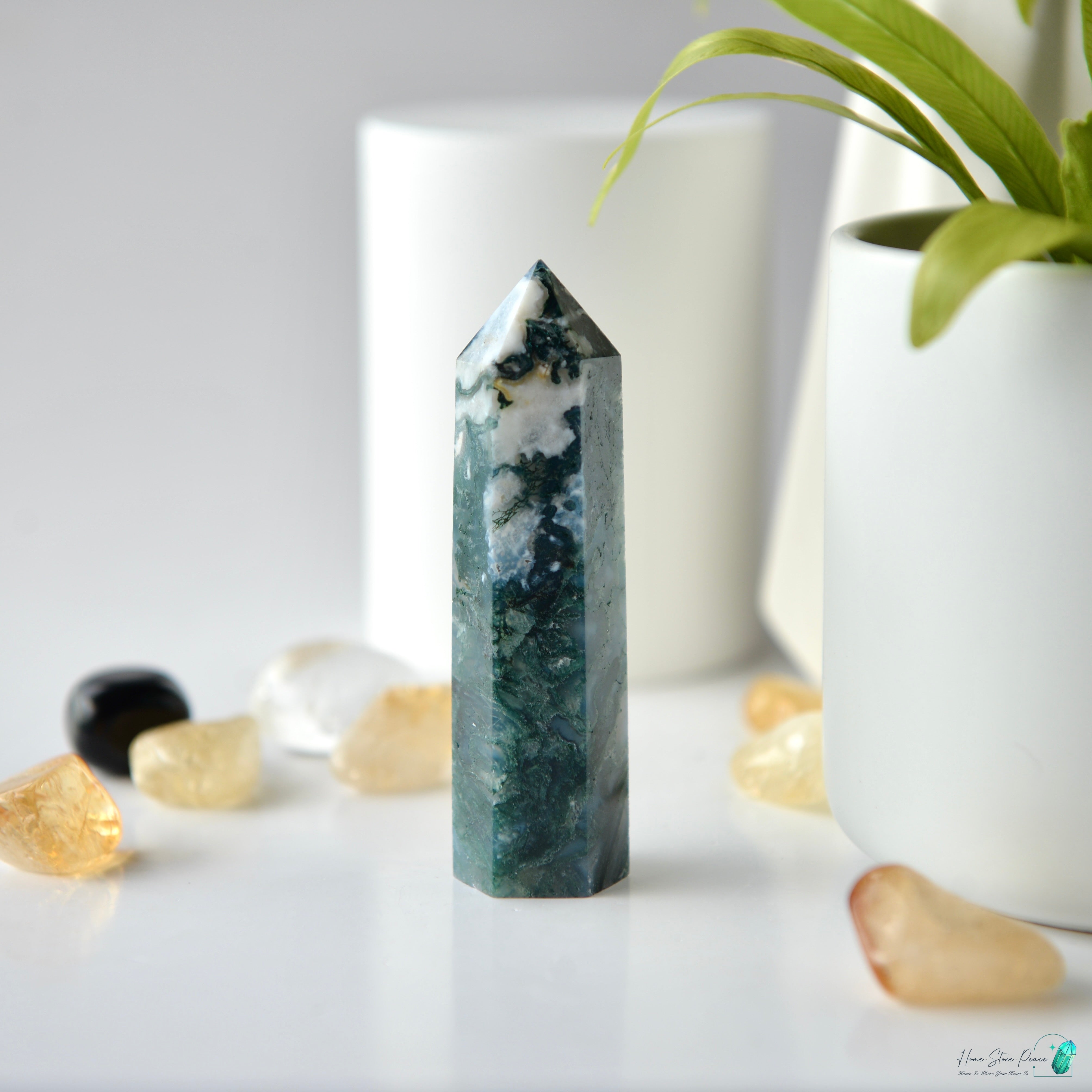水草瑪瑙柱Moss Agate Tower