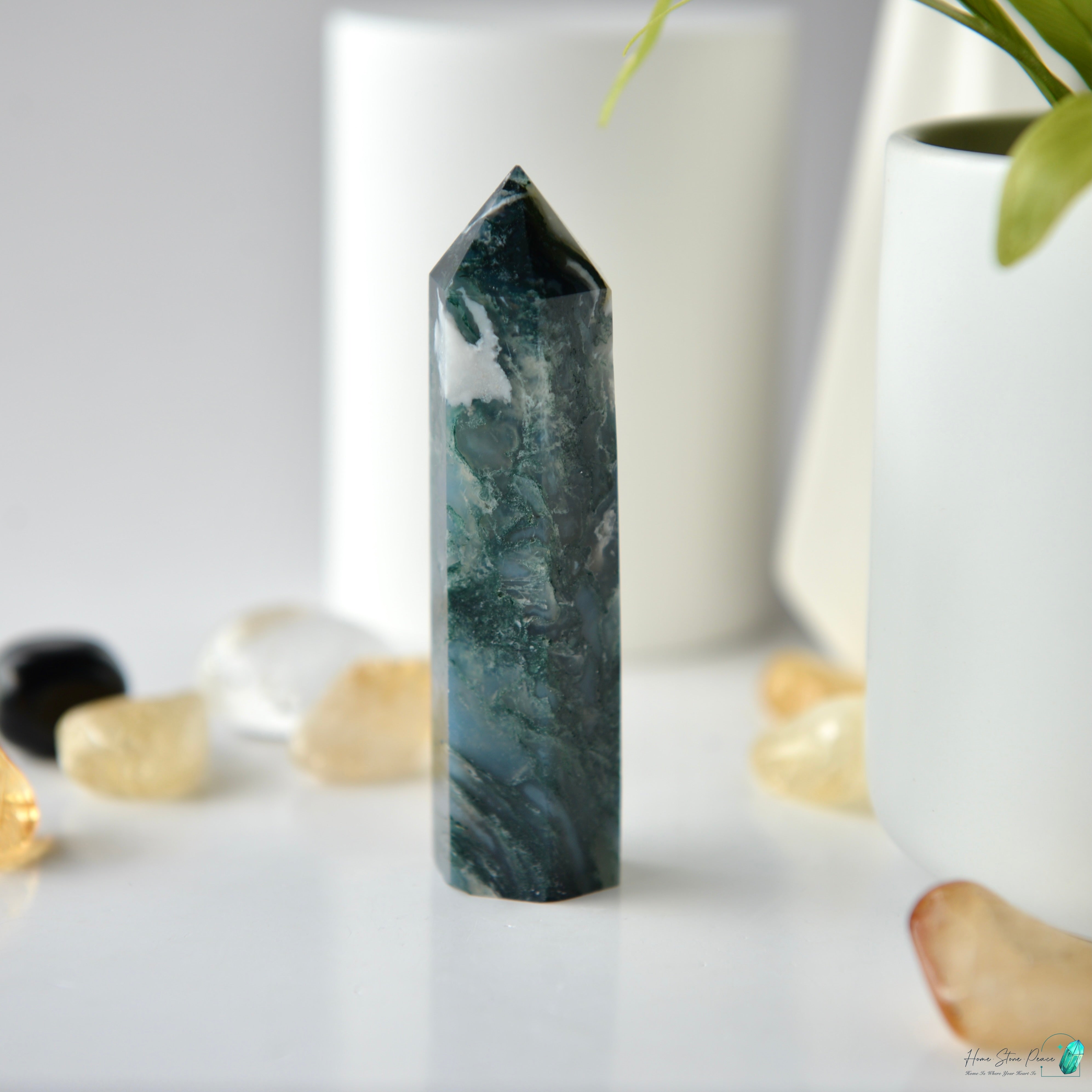水草瑪瑙柱 Moss Agate Tower
