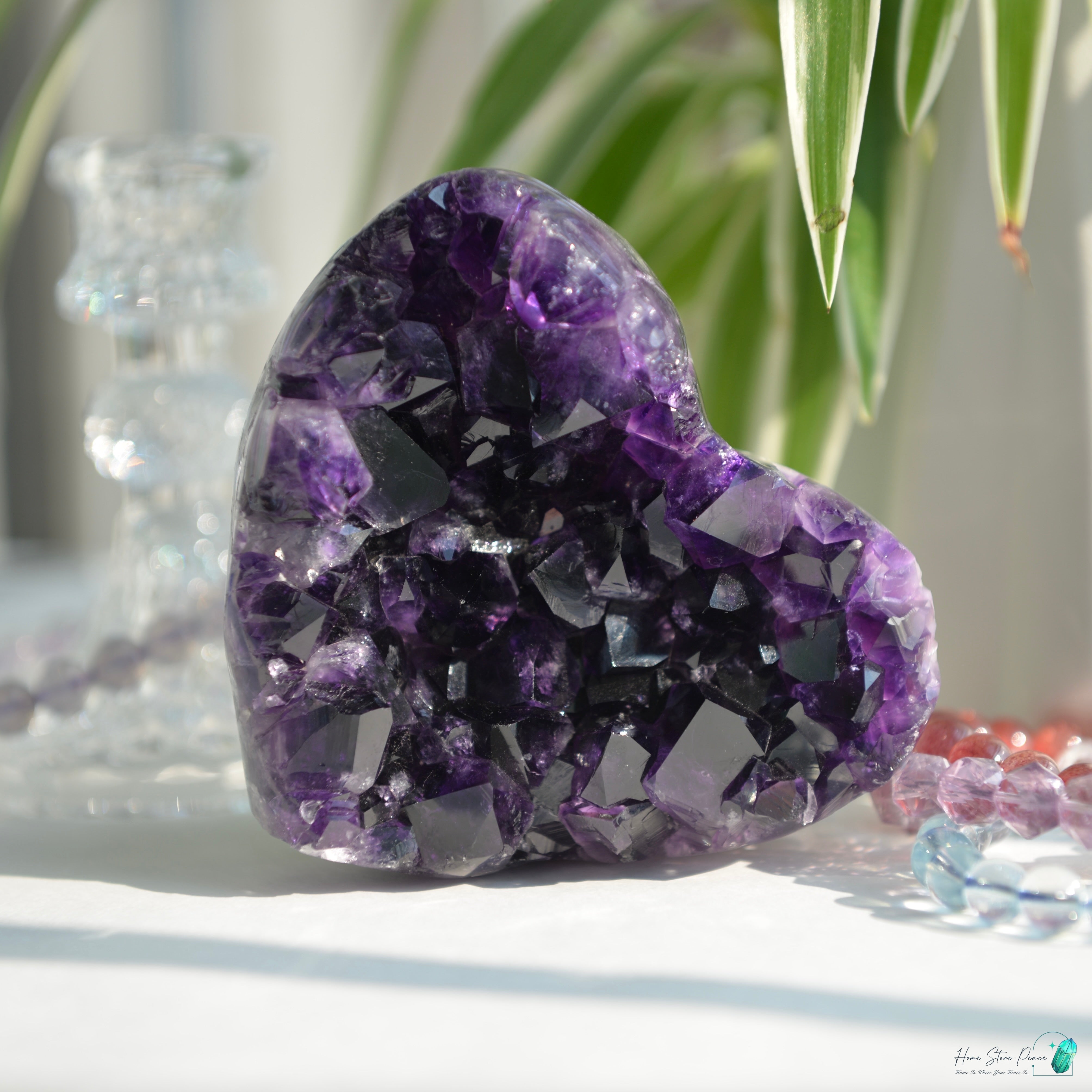 深紫水晶簇心 アメジストクラスターハート