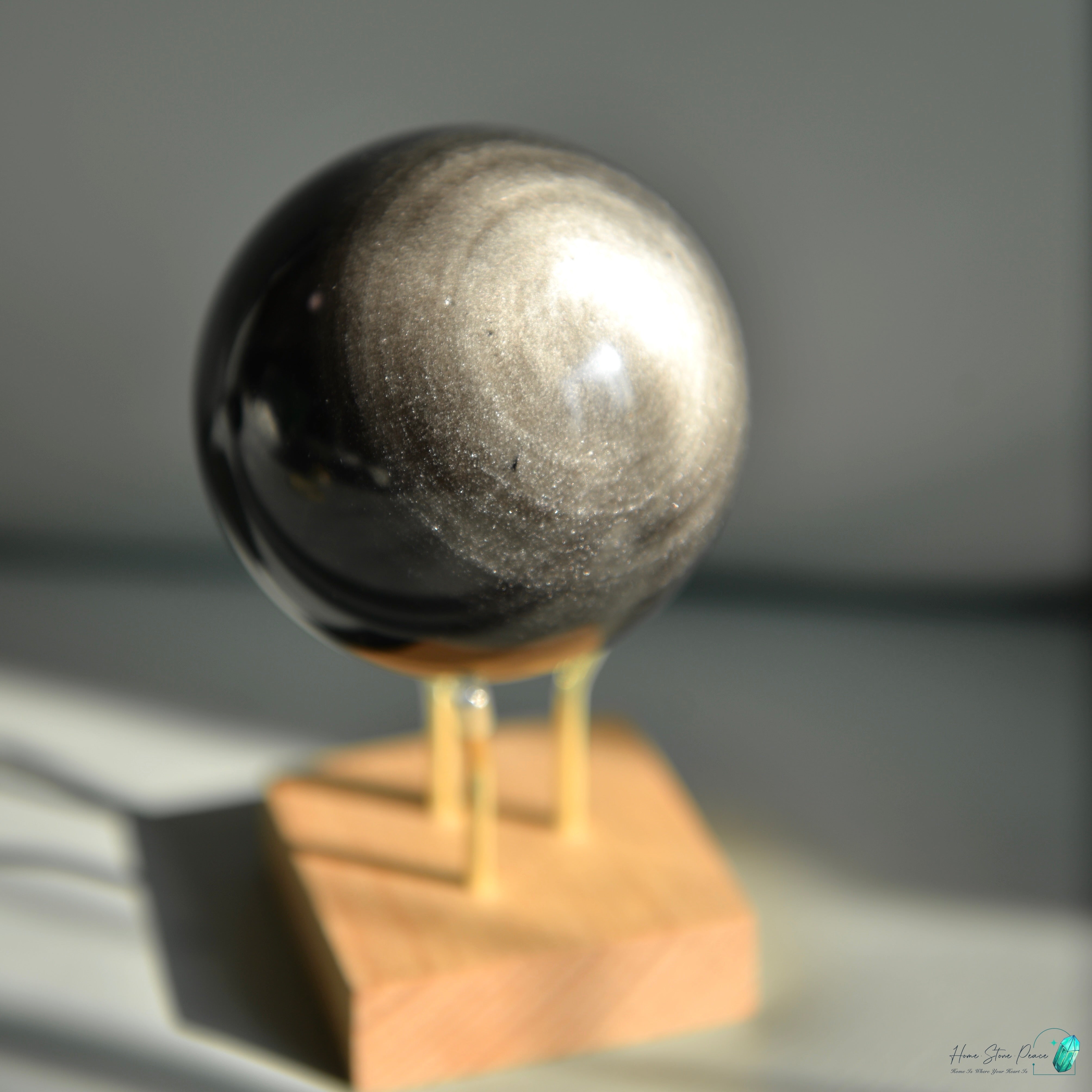 銀曜石球 Silver Sheen Obsidian Sphere