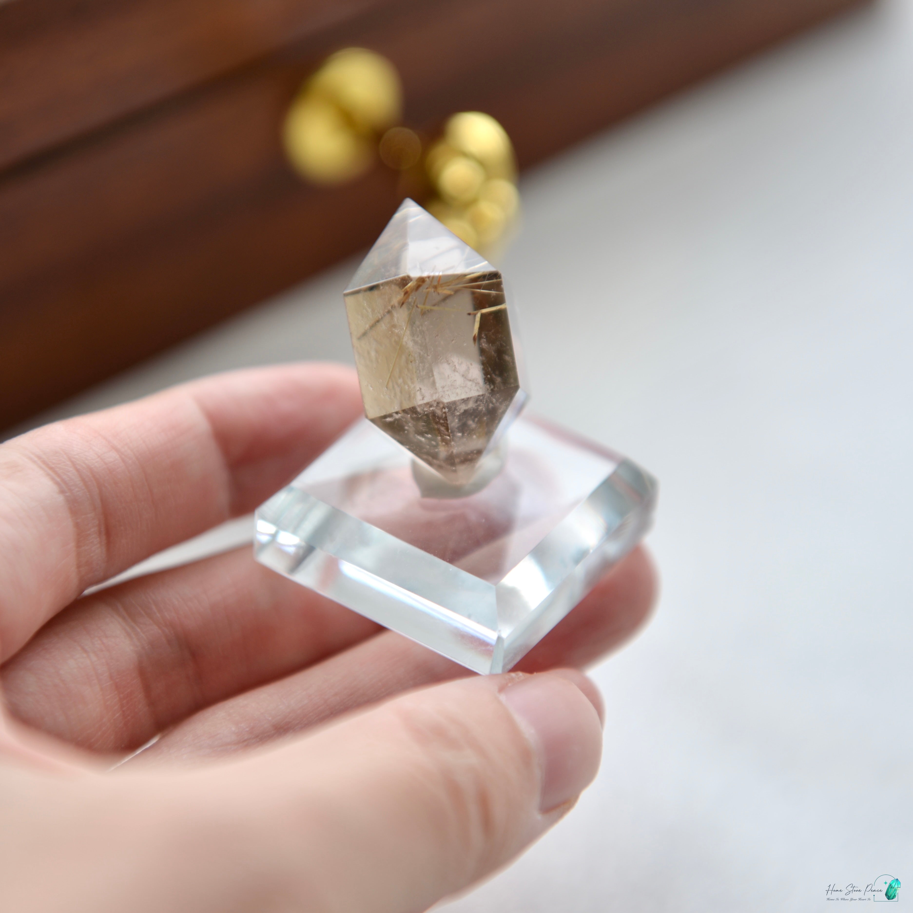 巴西雙尖金髮水晶 Brazilian Double Terminated Gold Rutilated Quartz