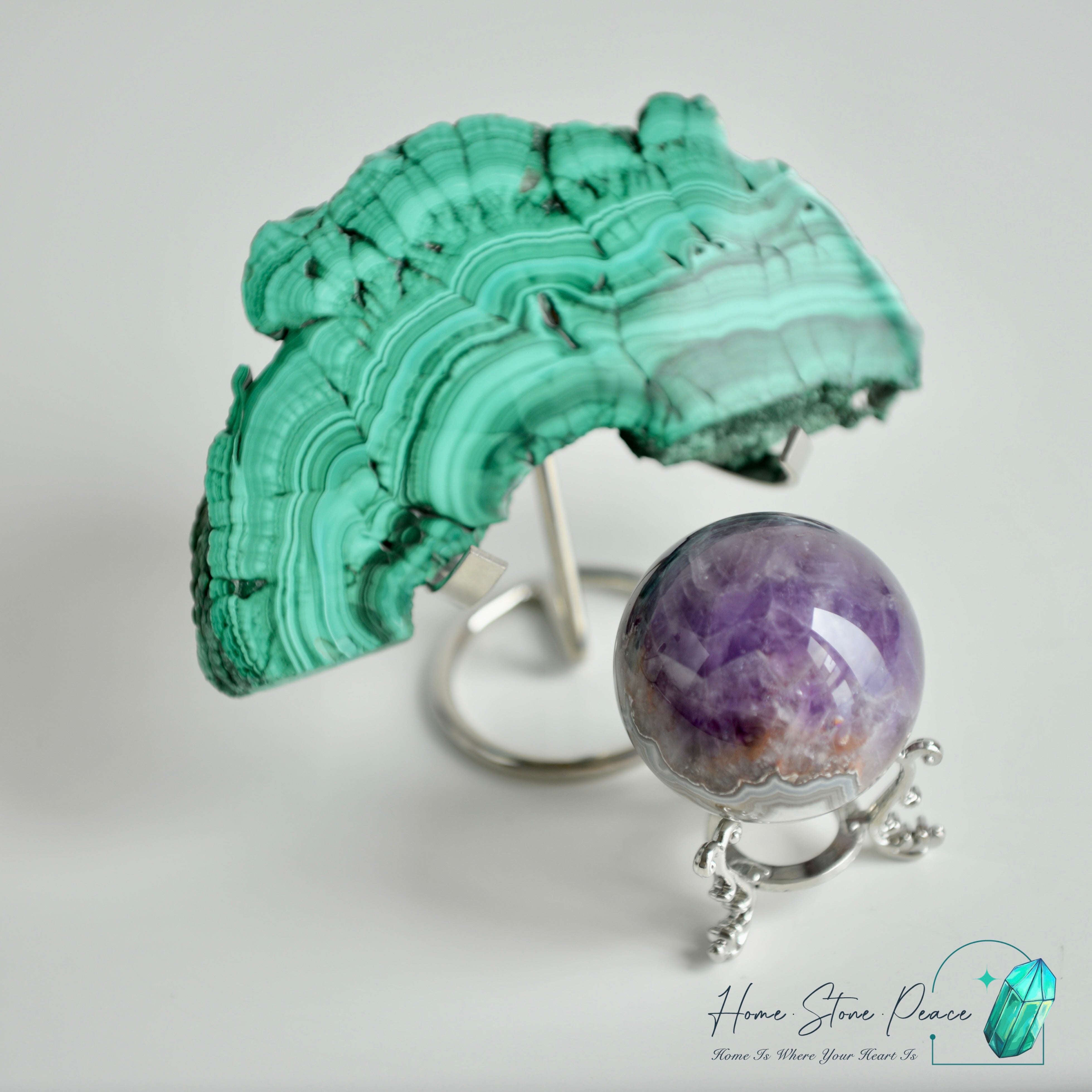 孔雀石片擺設 マラカイト板