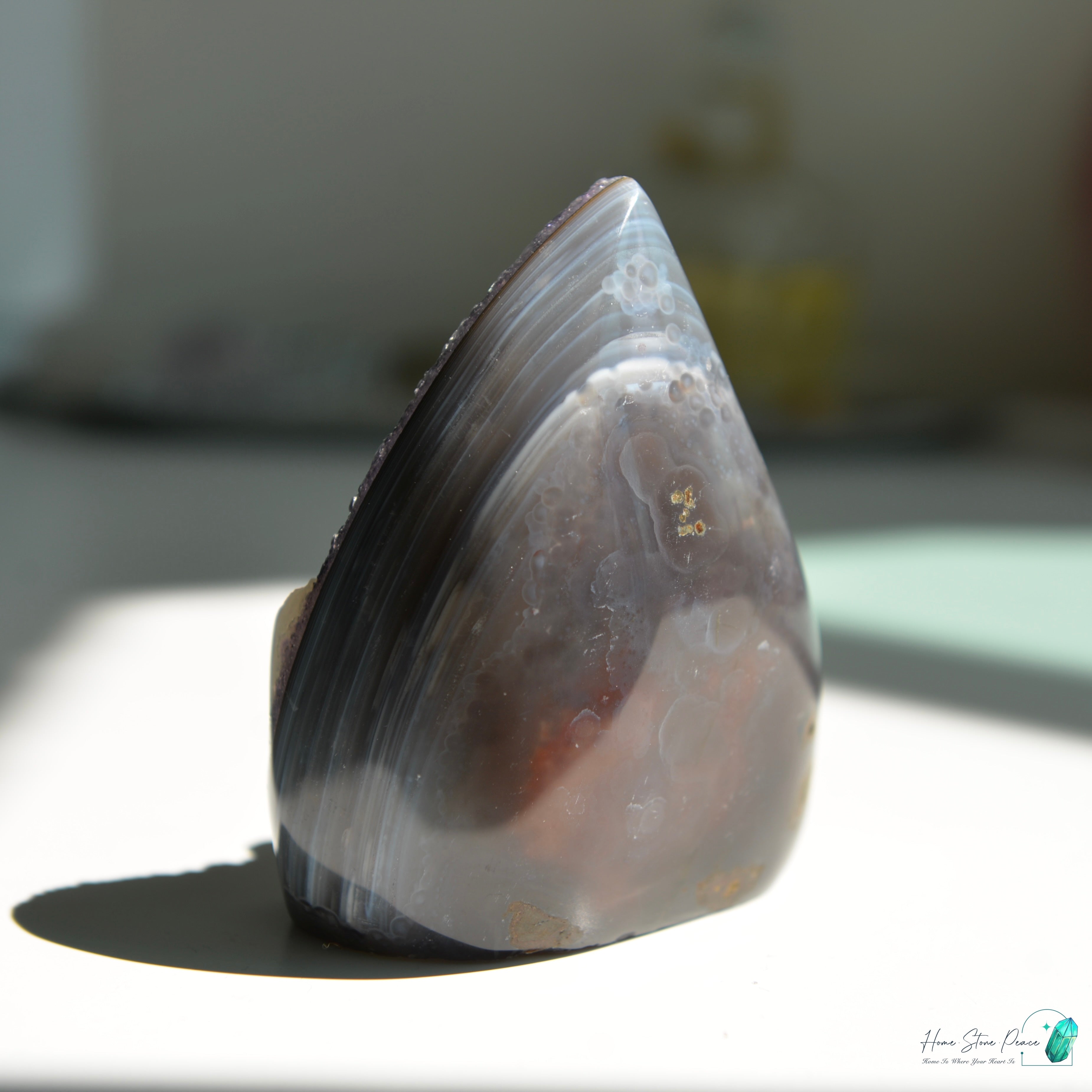 藍瑪瑙邊紫水晶方解石共生火焰 Blue Agate Amethyst with Calcite Flame