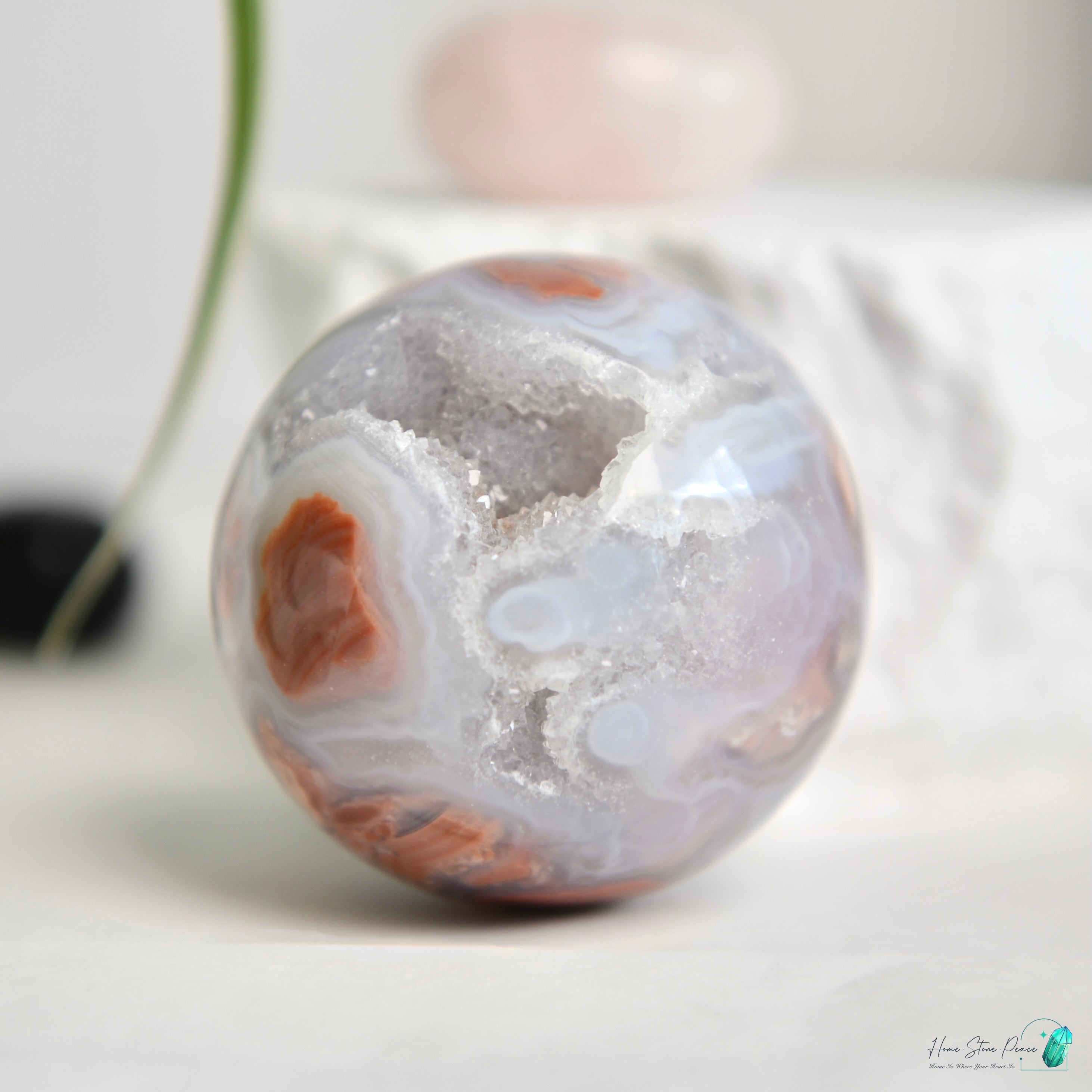 緬甸粉紅瑪瑙球 Burmese Druzy Pink Agate Sphere