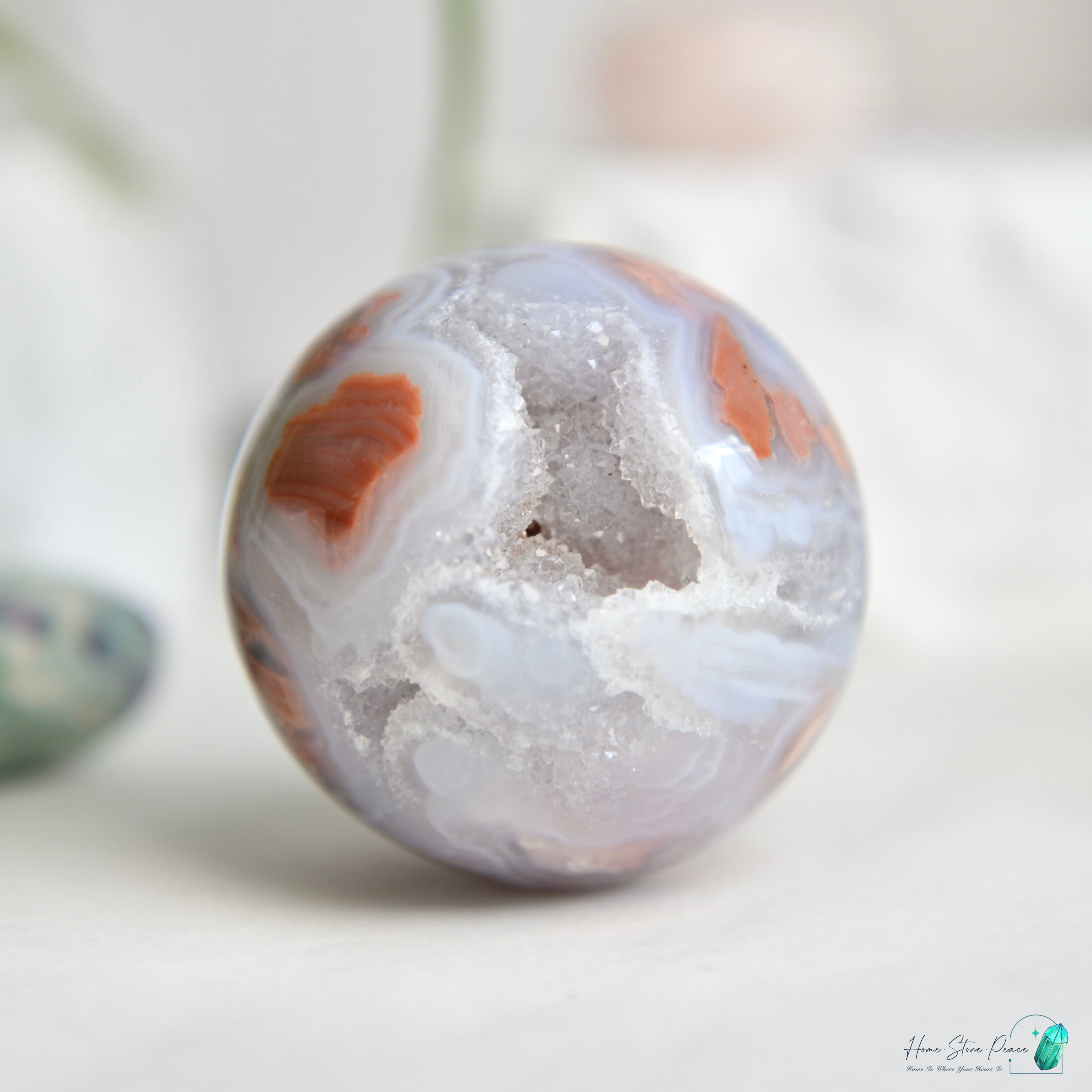 緬甸粉紅瑪瑙球 Burmese Druzy Pink Agate Sphere