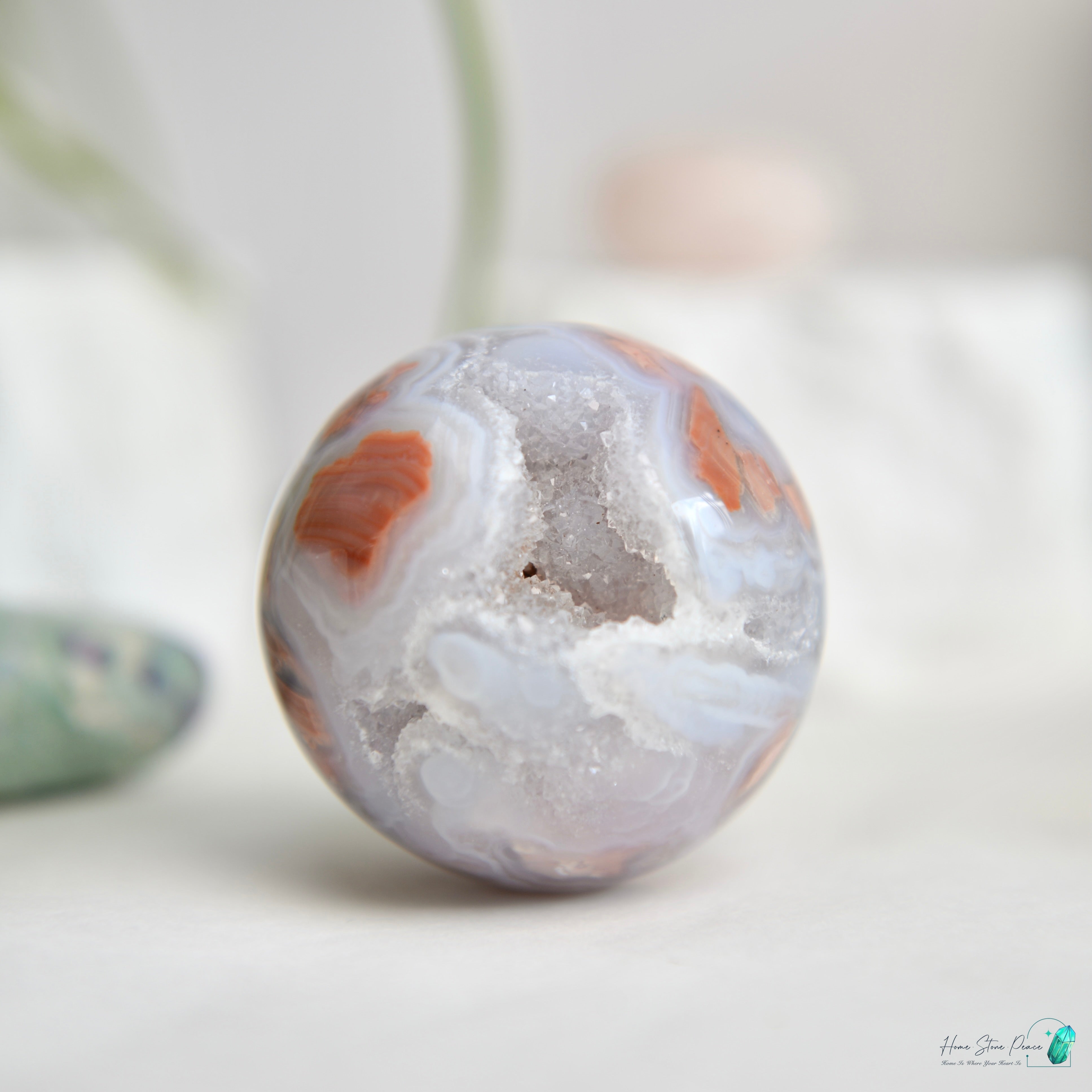緬甸粉紅瑪瑙球 Burmese Druzy Pink Agate Sphere