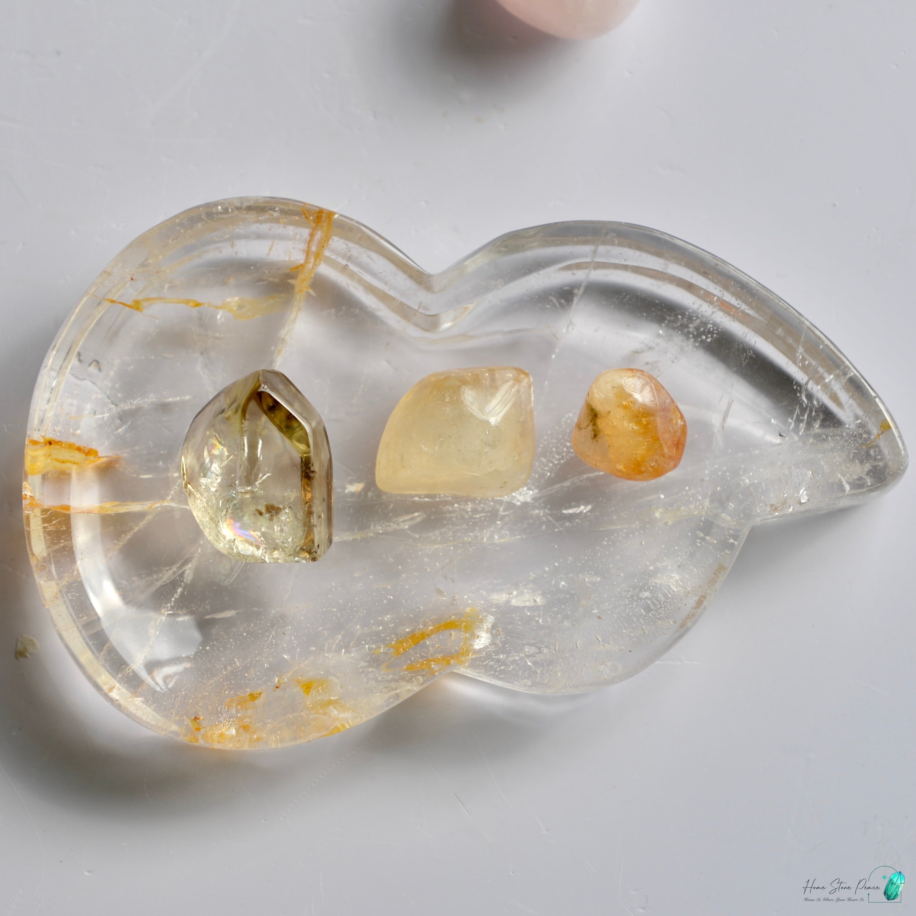 葫蘆形黃金療癒者水晶碟 Hu Lu Shape Golden Healer Dish