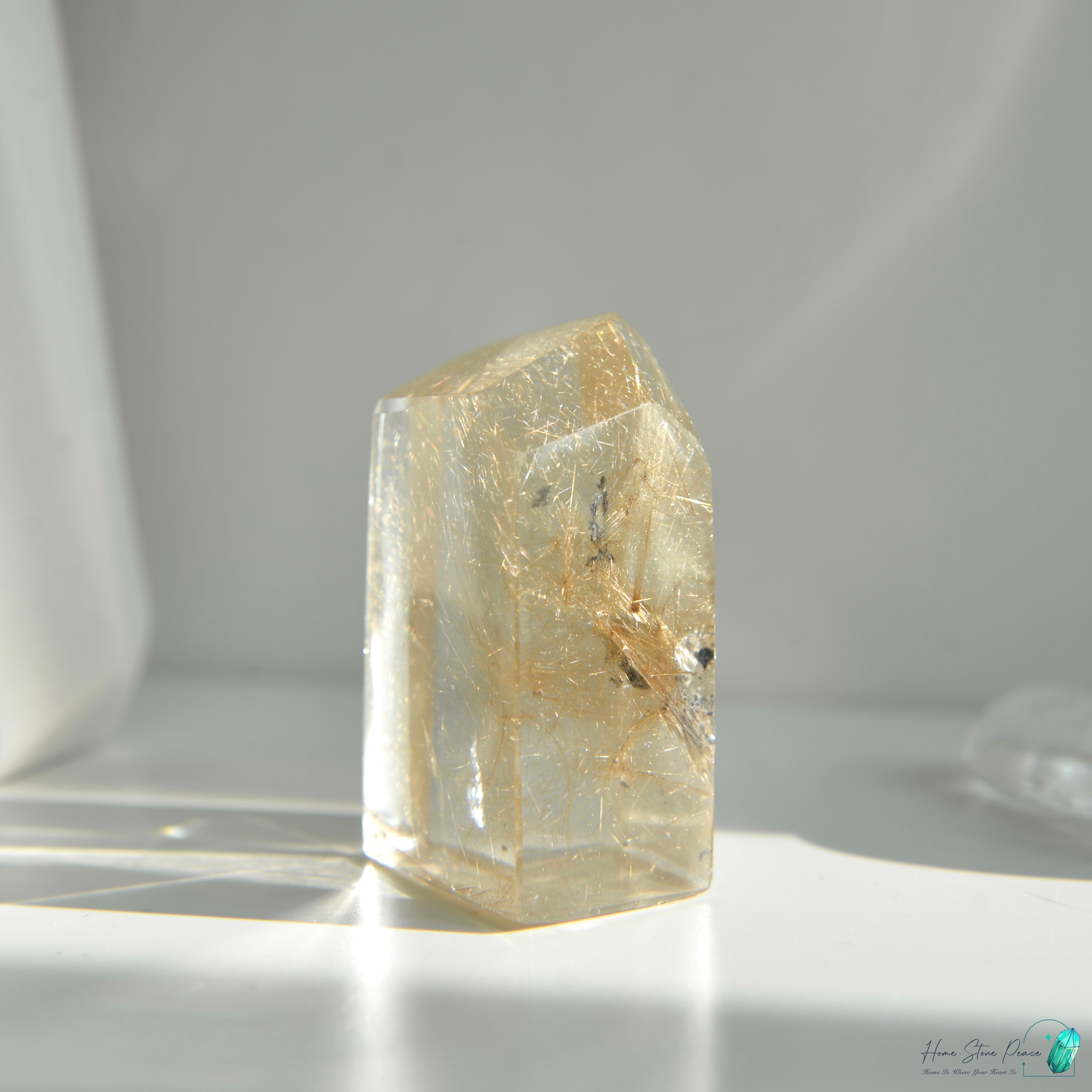 巴西金髮晶三角柱 ブラジル産ゴールドルチル三角塔