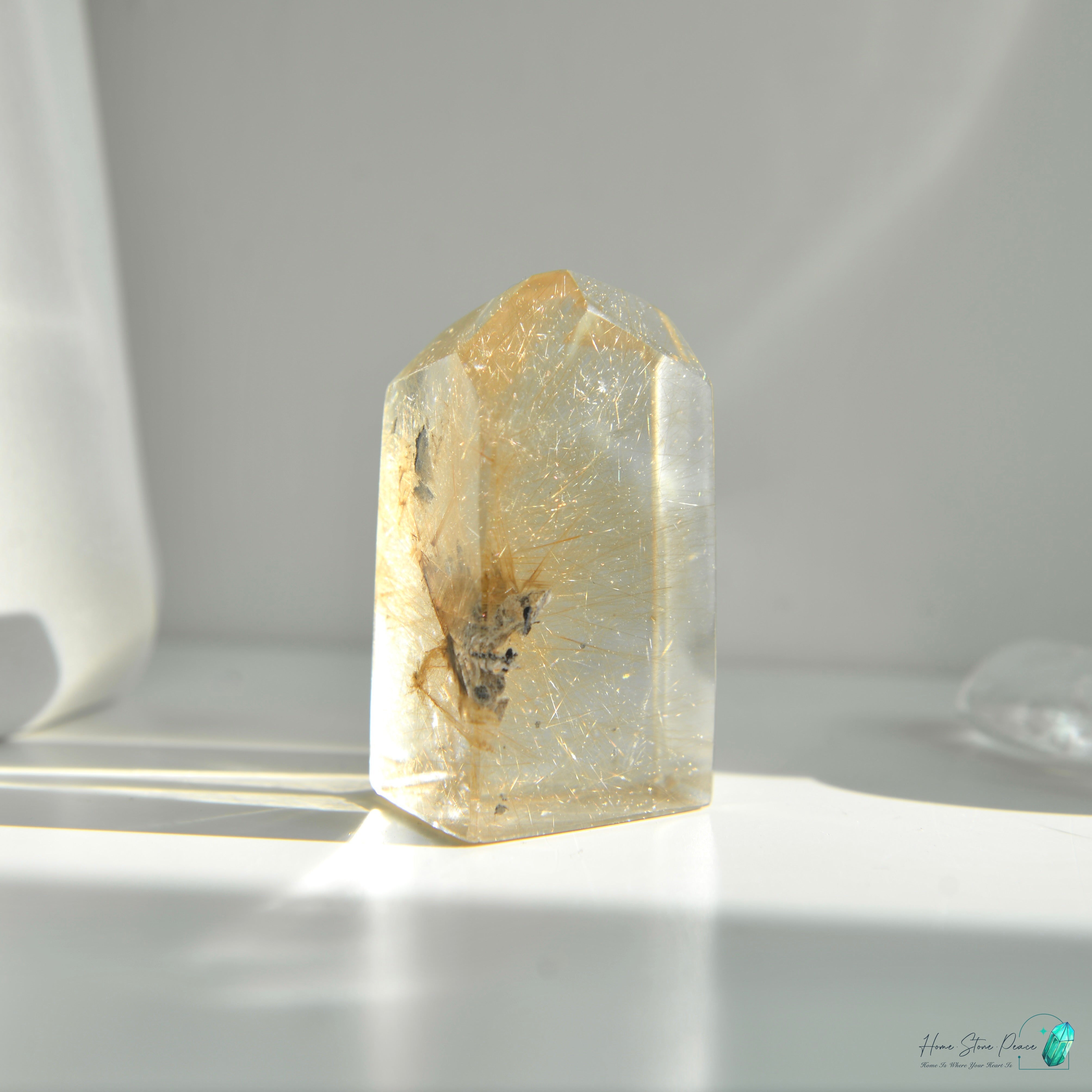 巴西金髮晶三角柱 ブラジル産ゴールドルチル三角塔