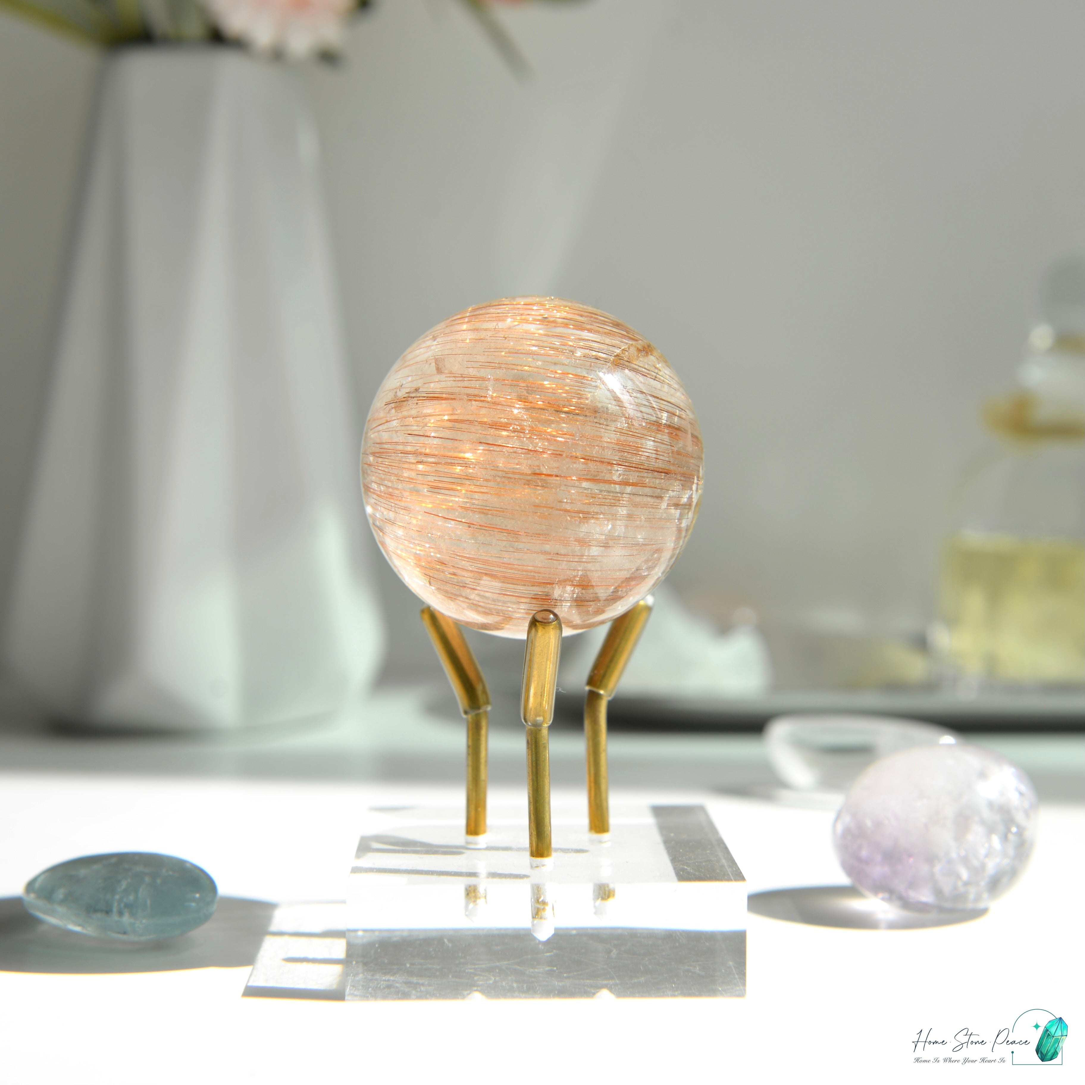 巴西金髮晶三角柱 ブラジル産ゴールドルチル三角塔