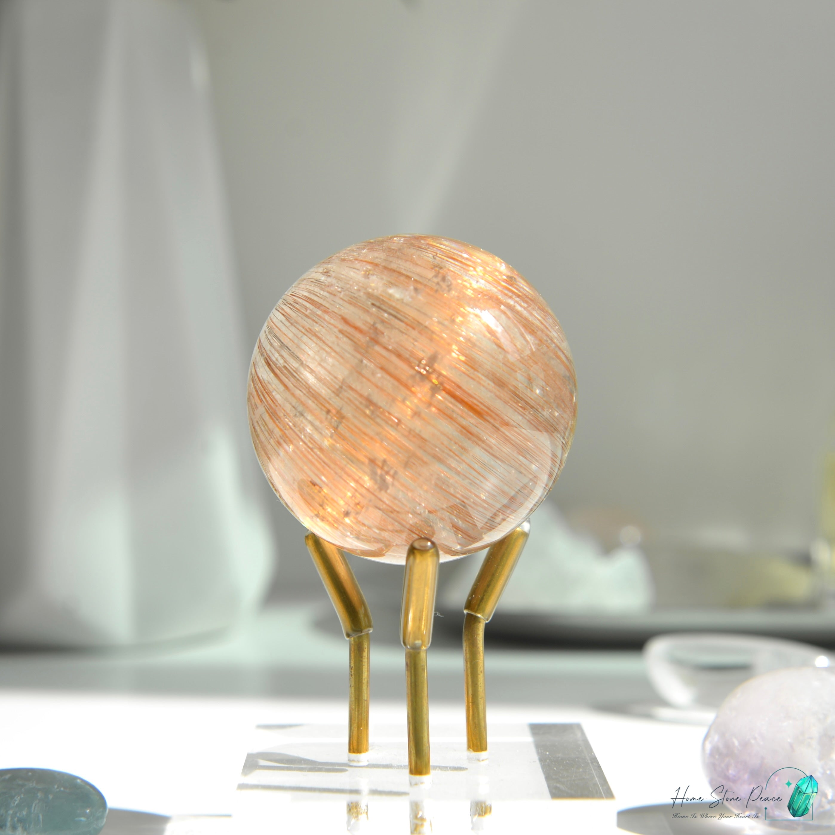 巴西金髮晶三角柱 ブラジル産ゴールドルチル三角塔