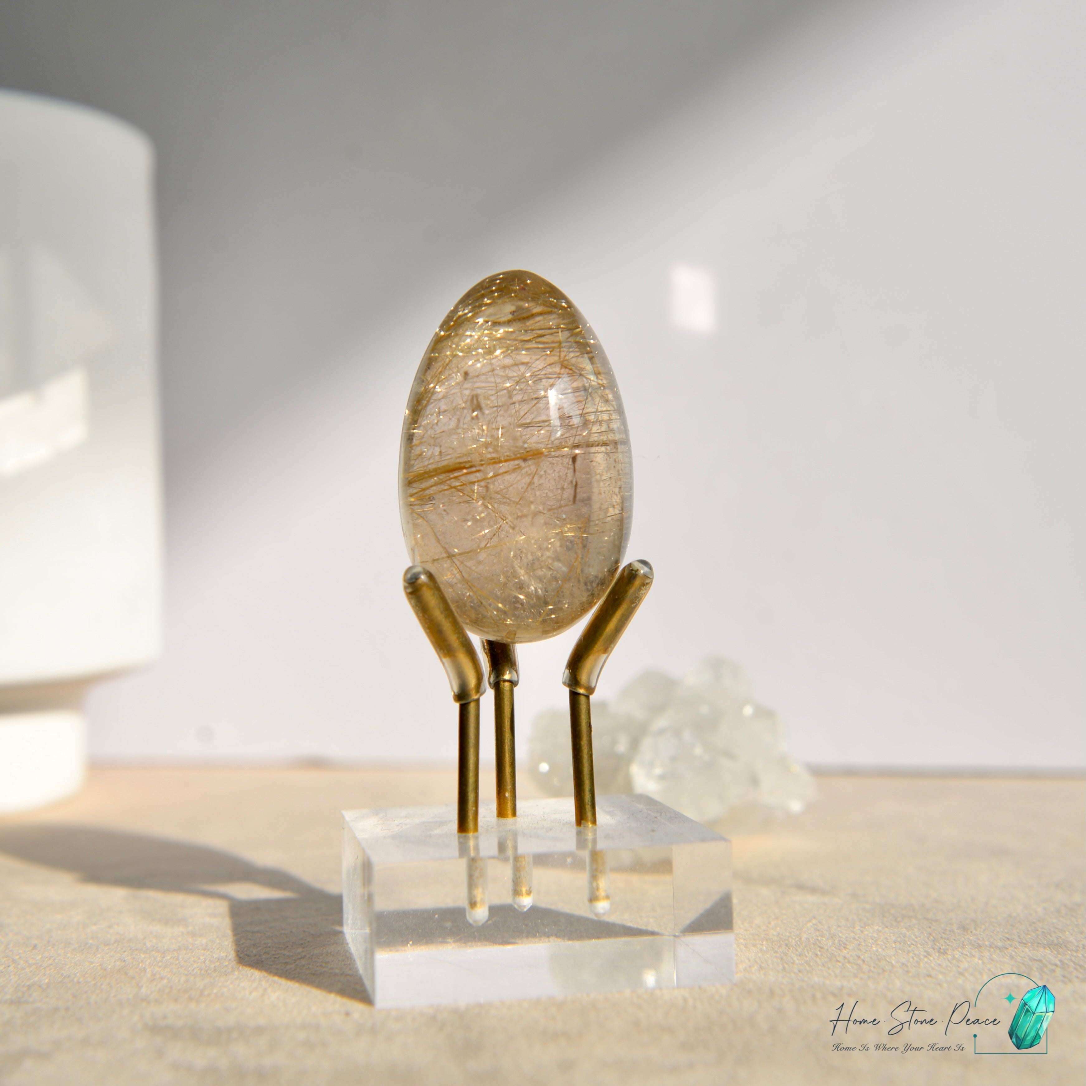 巴西金髮茶晶蛋  Premium Brazilian Smoky Gold Rutilated Egg