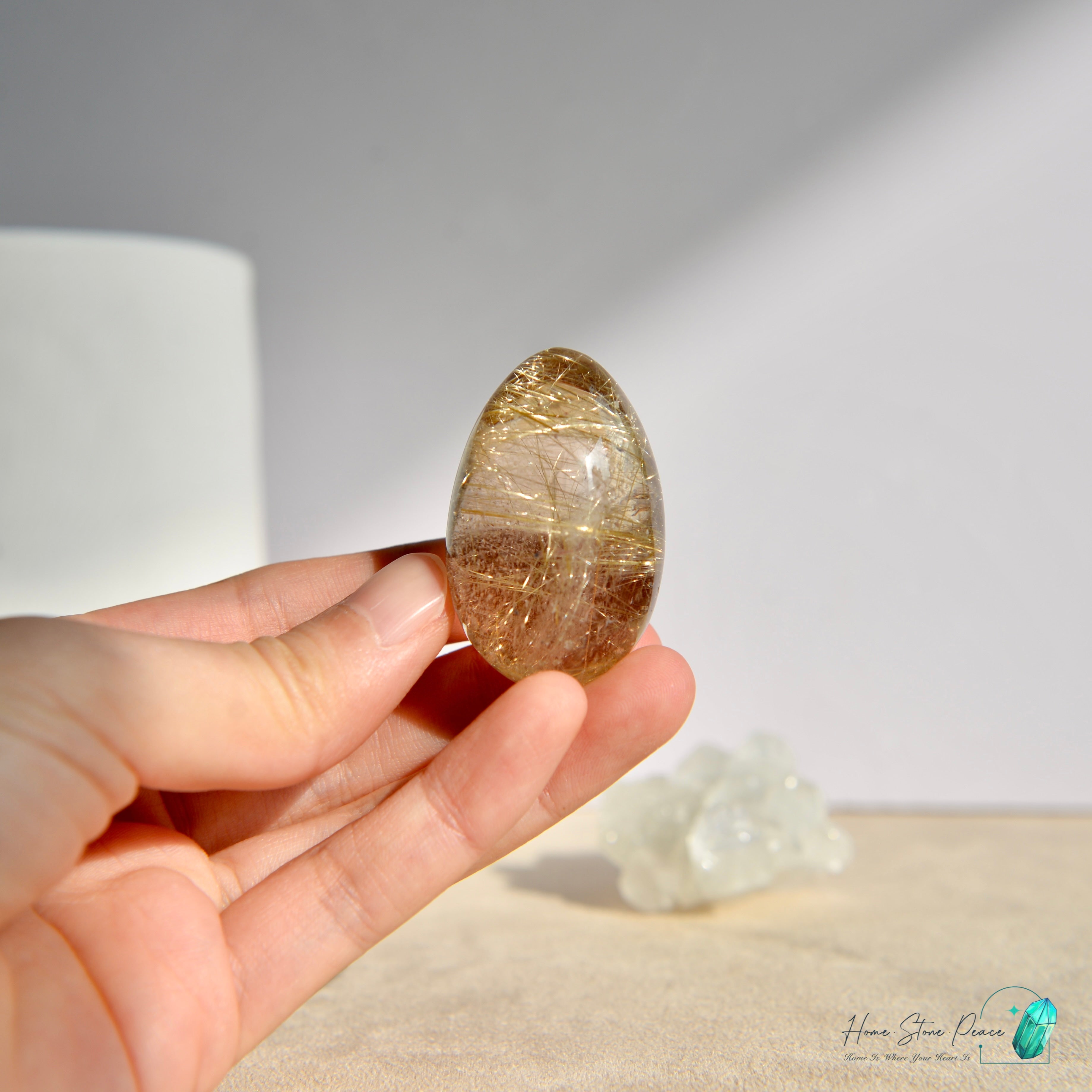 巴西金髮茶晶蛋  Premium Brazilian Smoky Gold Rutilated Egg