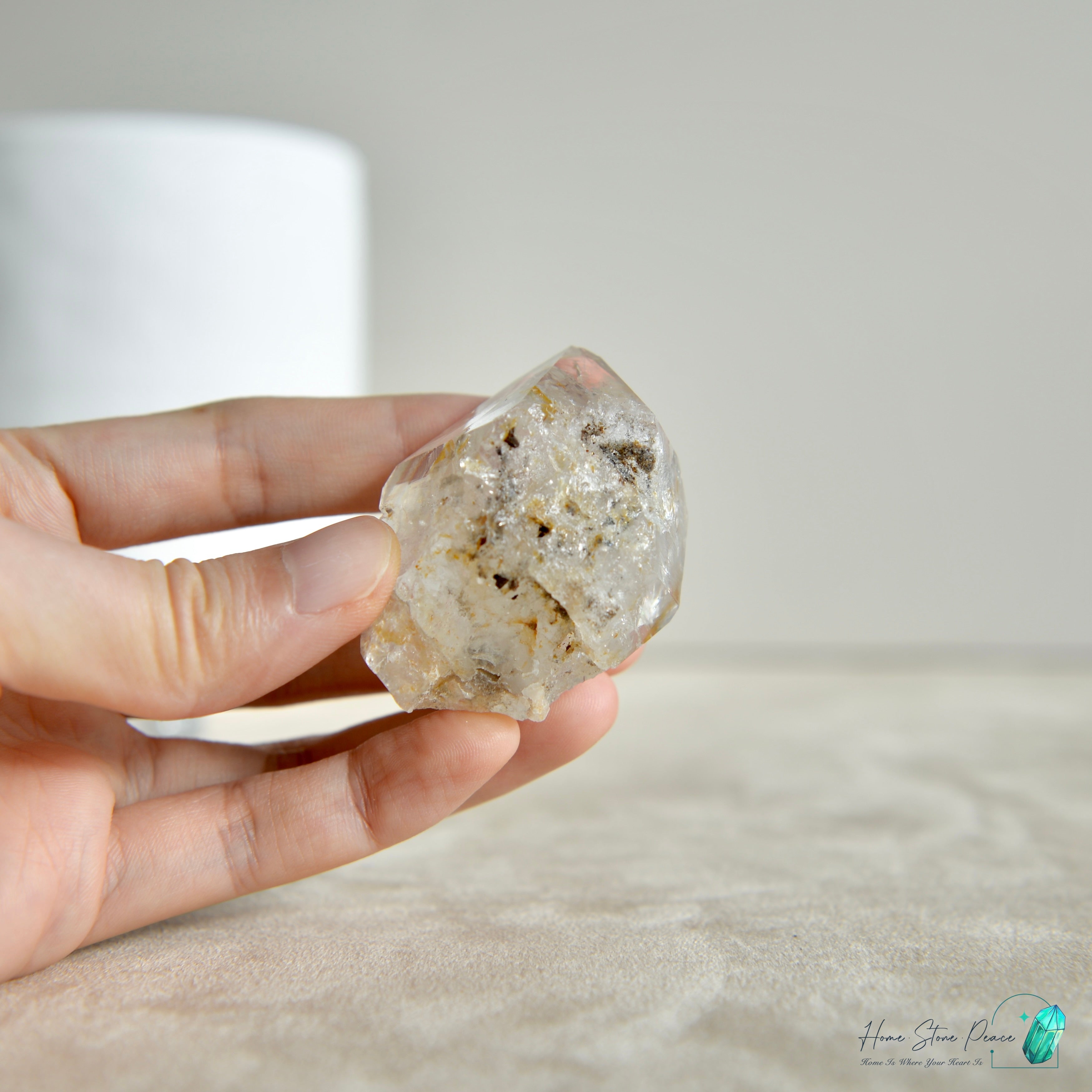 美國紐約黄金療癒者赫基蒙鑽石 New York Herkimer Diamond with Golden Healer with Rainbows