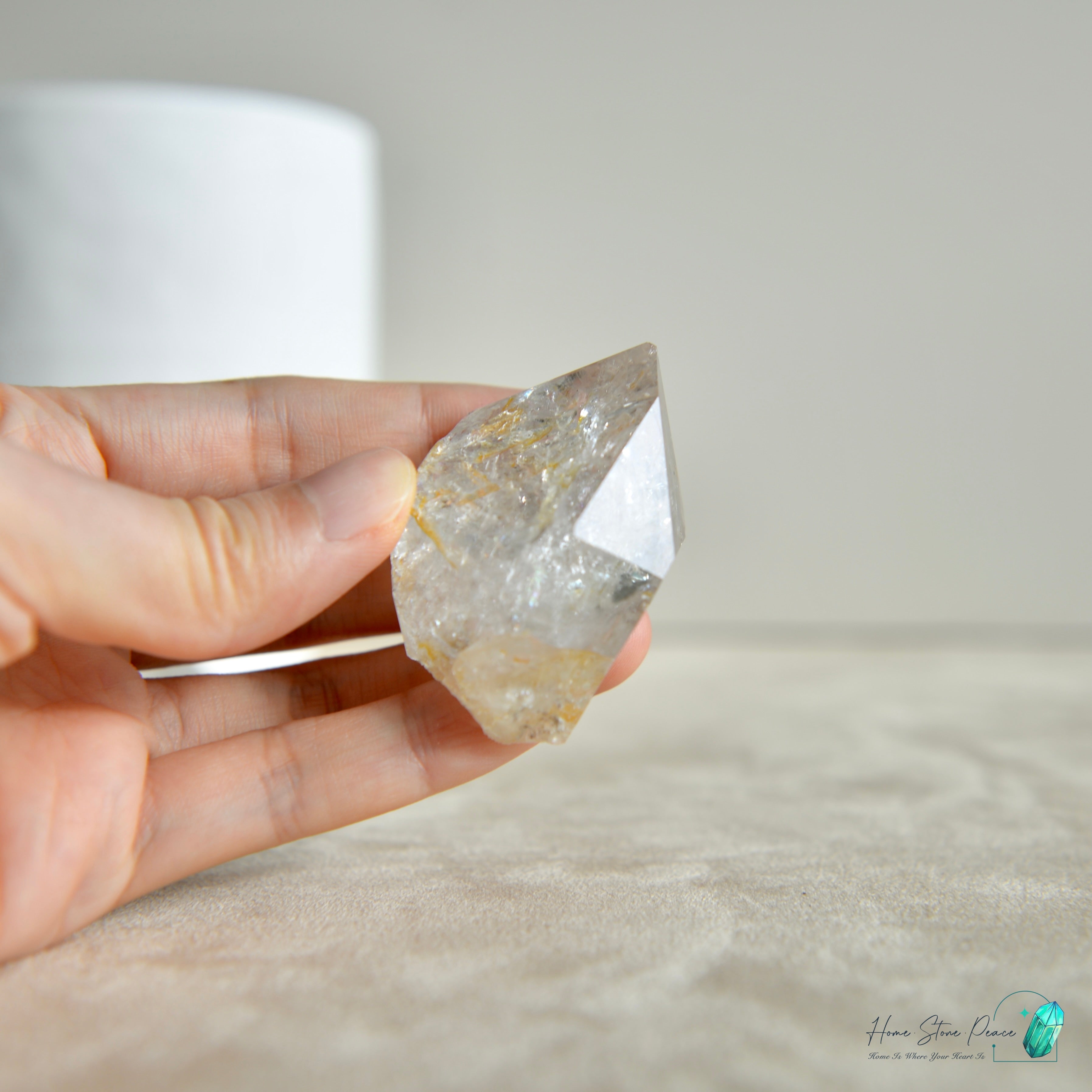 美國紐約黄金療癒者赫基蒙鑽石 New York Herkimer Diamond with Golden Healer with Rainbows