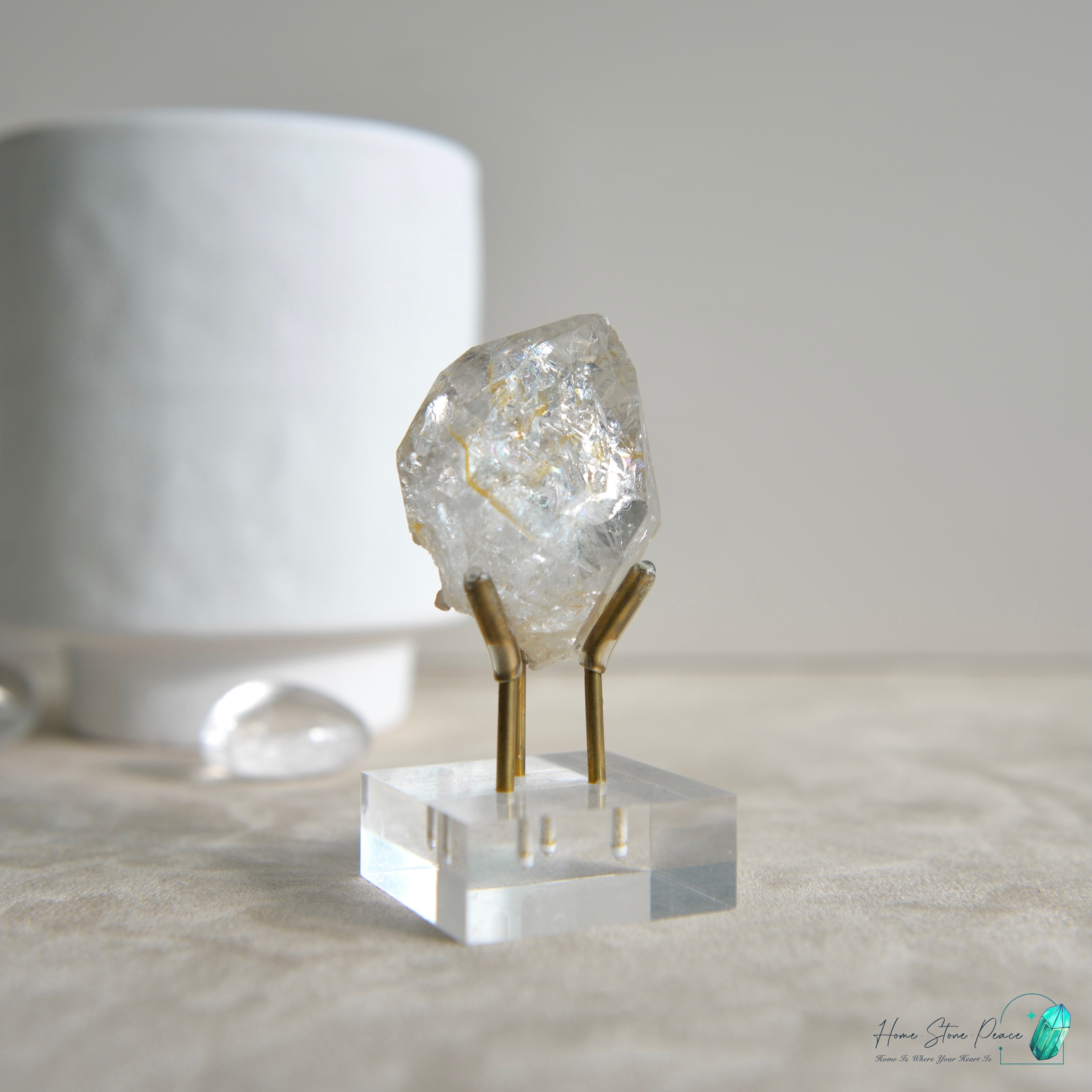 美國紐約黄金療癒者赫基蒙鑽石 New York Herkimer Diamond with Golden Healer with Rainbows