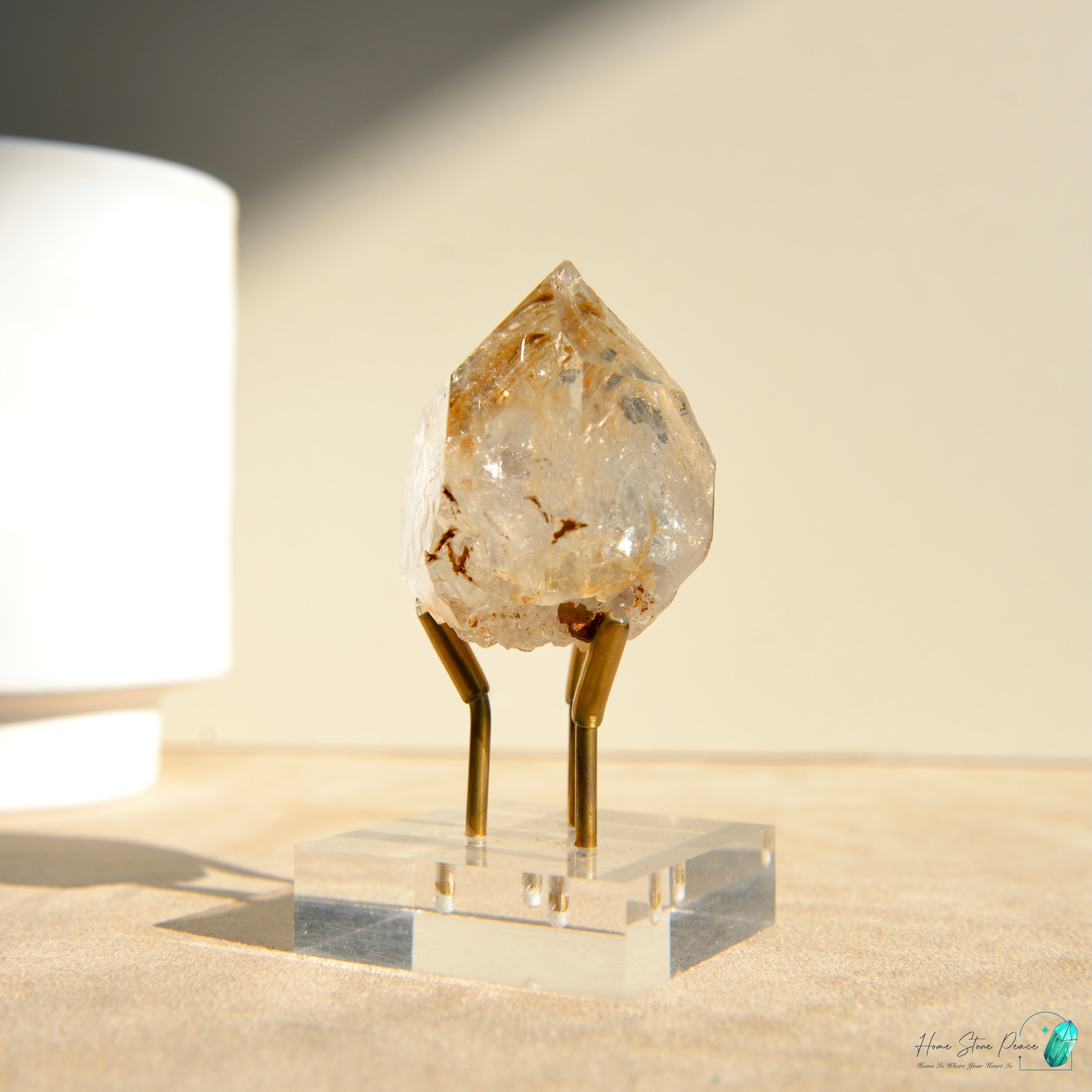 美國紐約黄金療癒者骸骨赫基蒙鑽石 New York Skeletal Herkimer Diamond with Golden Healer