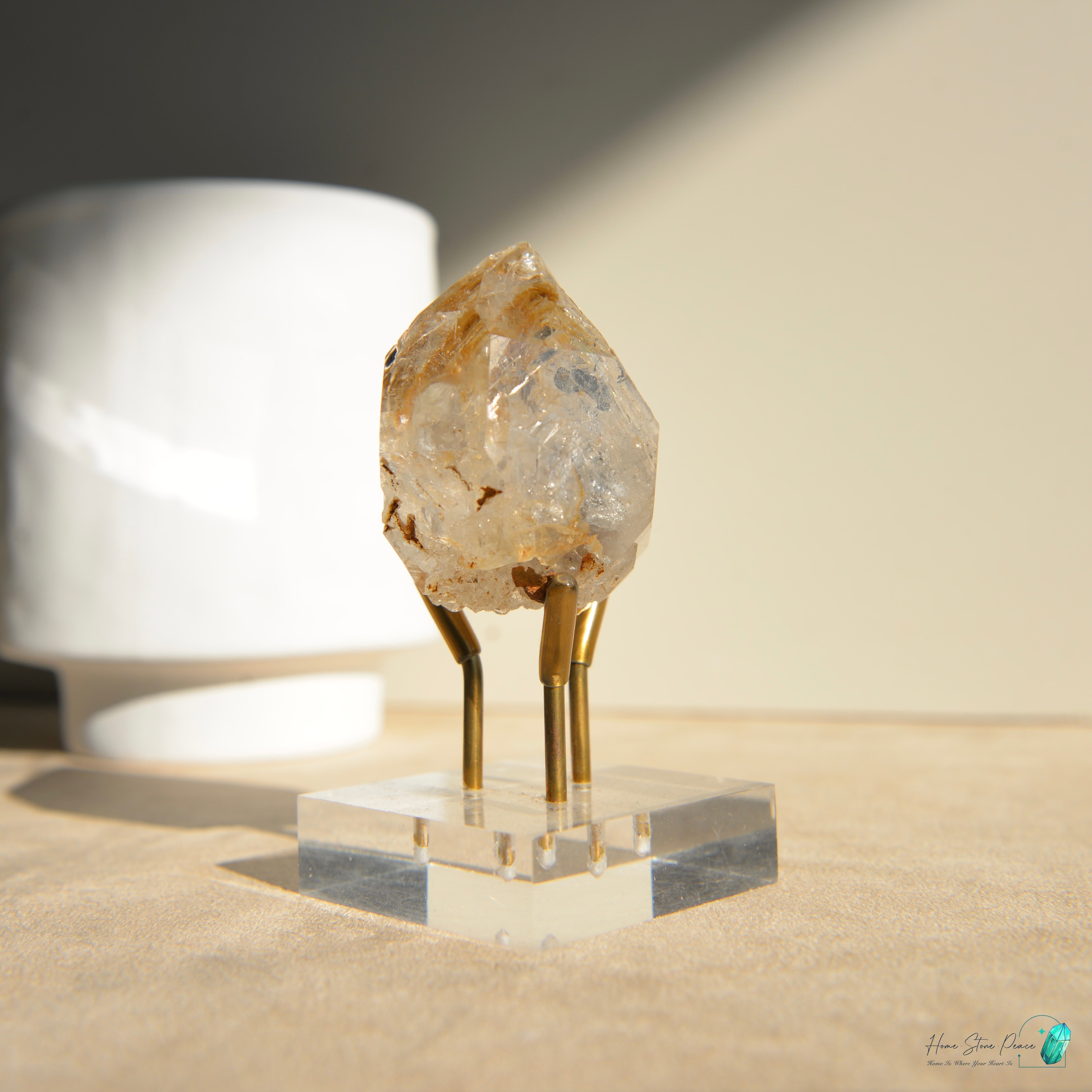 美國紐約黄金療癒者骸骨赫基蒙鑽石 New York Skeletal Herkimer Diamond with Golden Healer