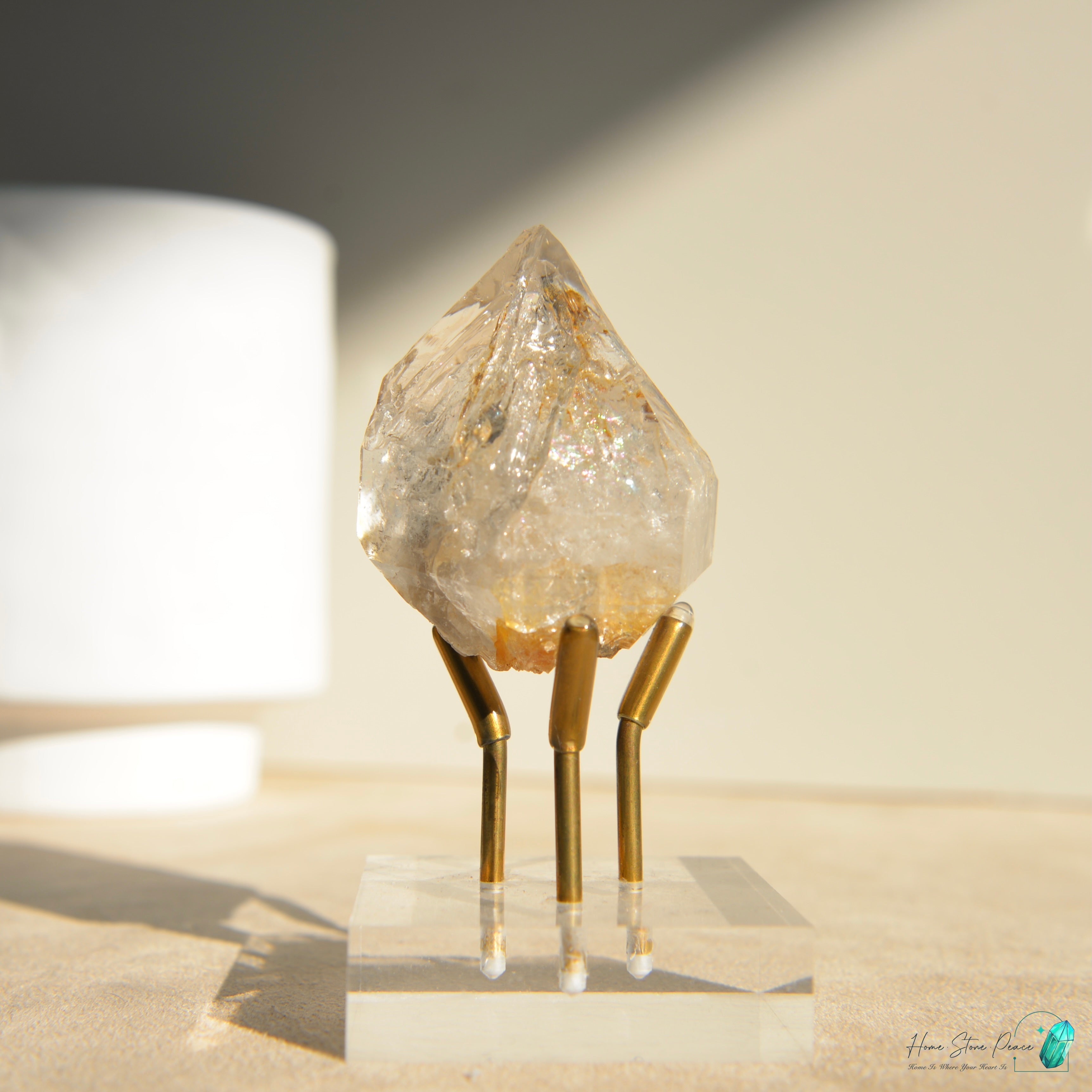 美國紐約黄金療癒者骸骨赫基蒙鑽石 New York Skeletal Herkimer Diamond with Golden Healer
